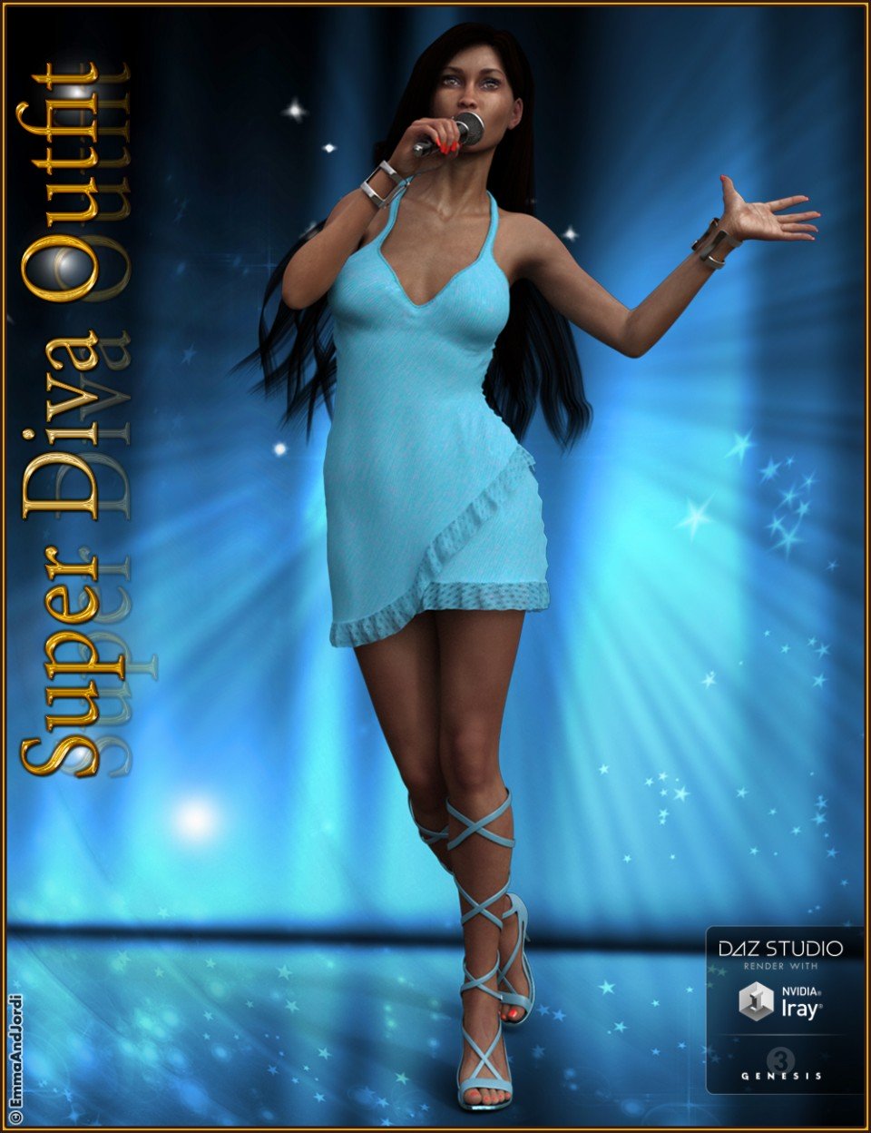 Super Diva Outfit And Accessories for Genesis 3 Female(s)_DAZ3D下载站
