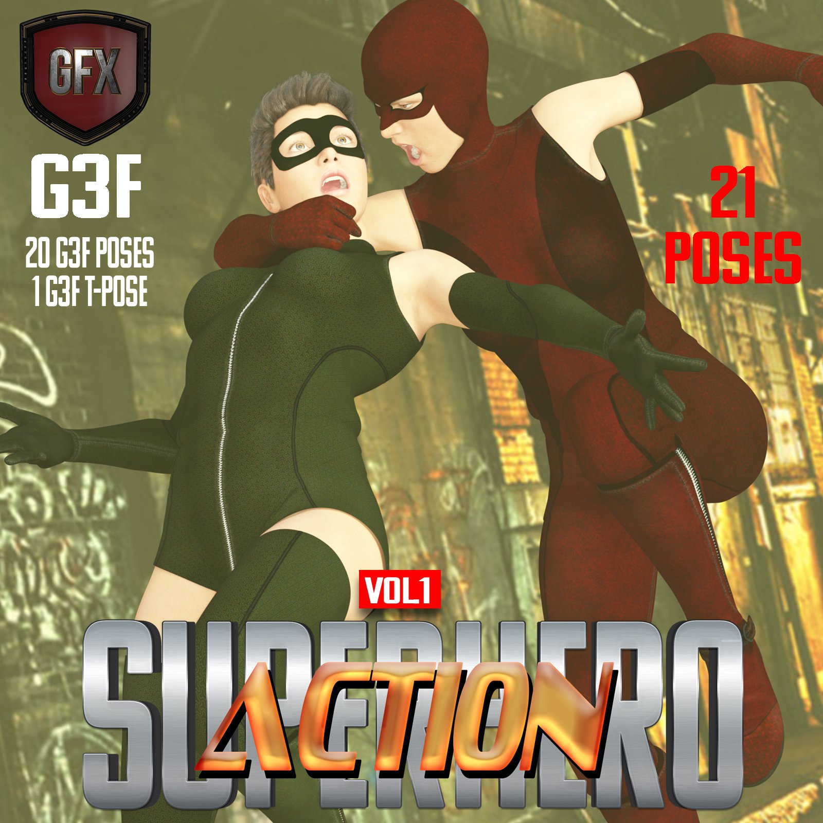 SuperHero Action for G3F Volume 1_DAZ3D下载站