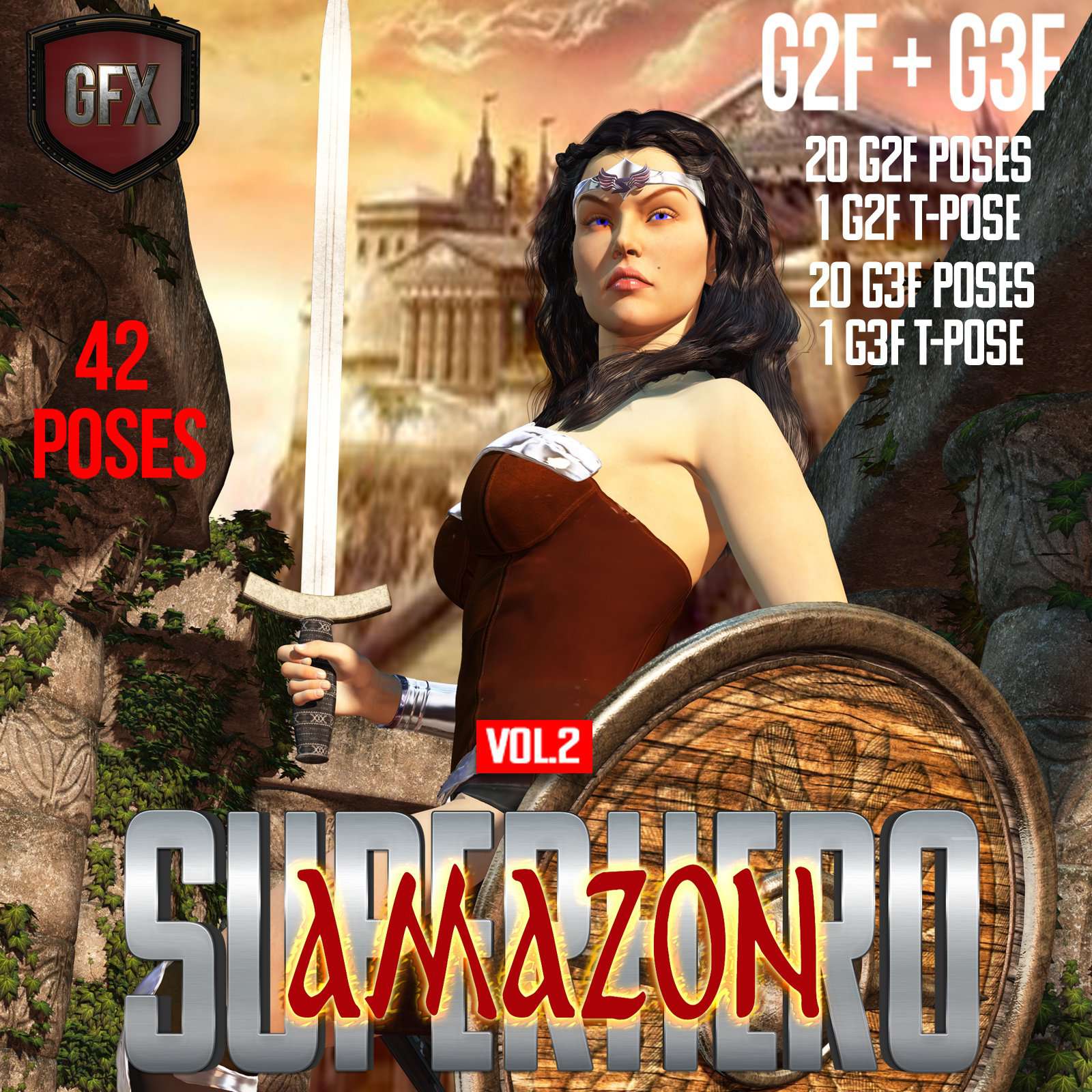 SuperHero Amazon for G2F & G3F Volume 2_DAZ3D下载站