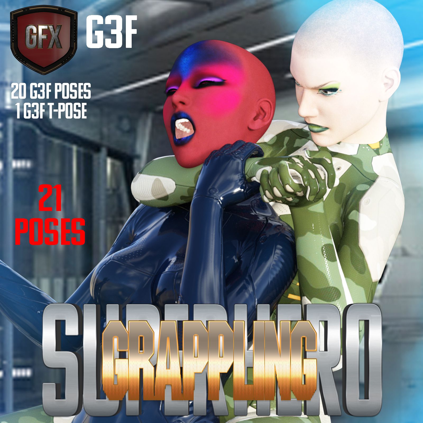 SuperHero Grappling for G3F Volume 1_DAZ3D下载站