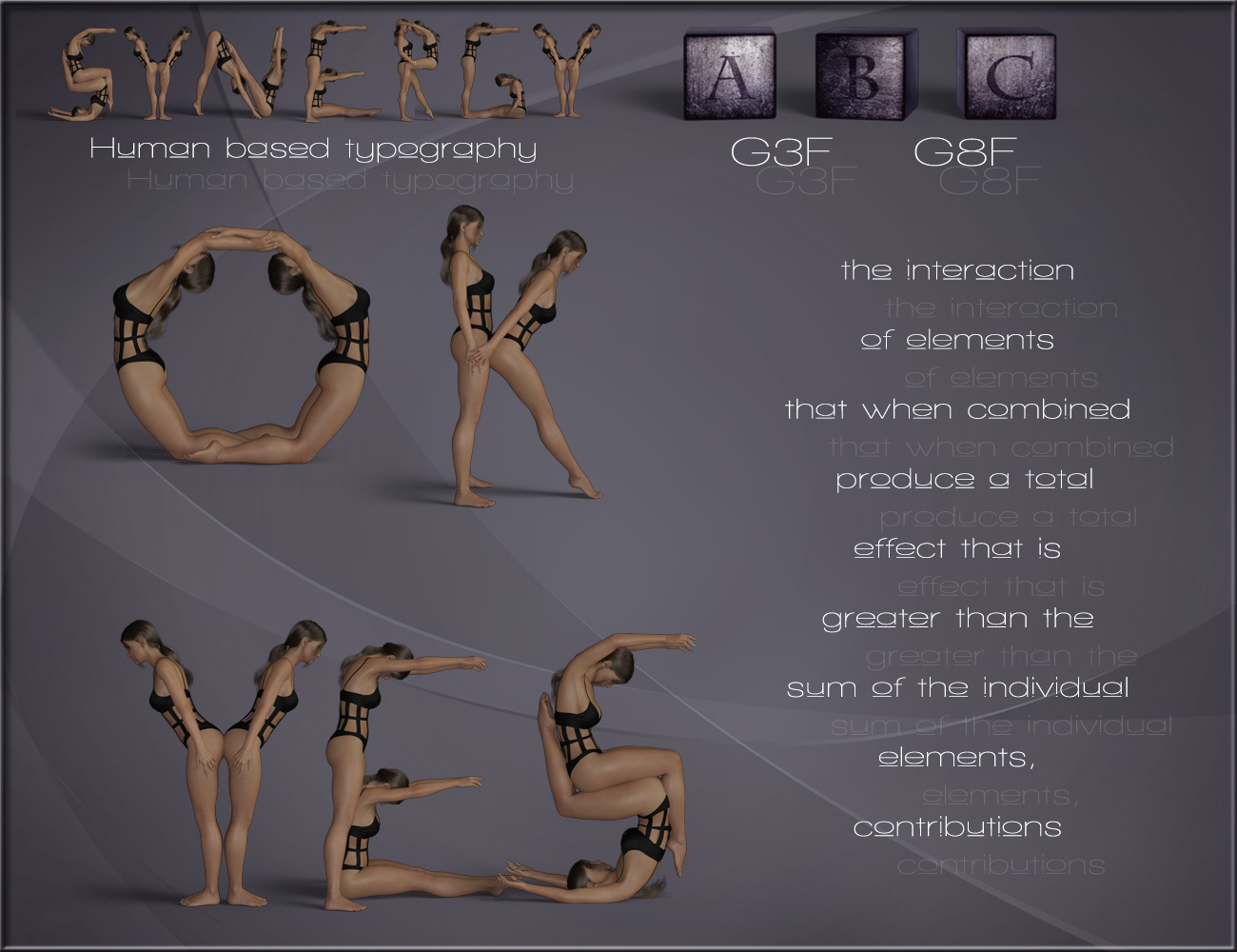 Synergy ABC – Poses for G3F-G8F_DAZ3DDL