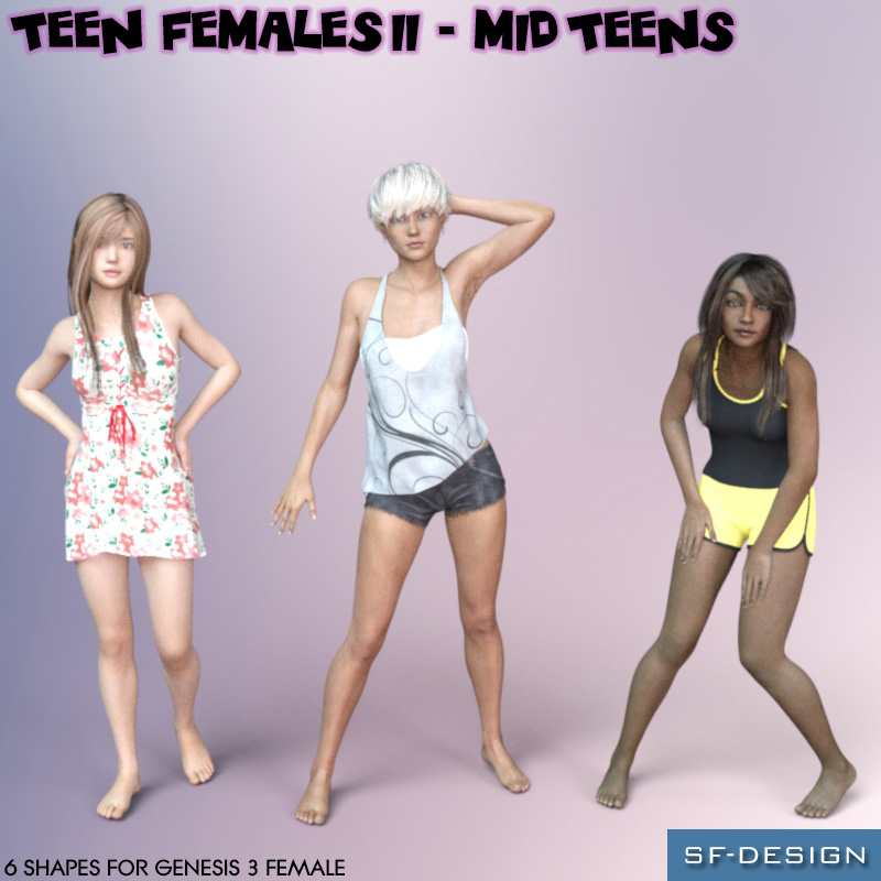 Teen Females II – Mid Teens – Shapes for Genesis 3 Female_DAZ3D下载站