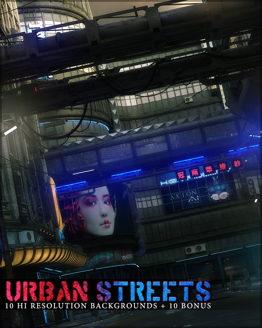 Urban Streets Backgrounds_DAZ3D下载站