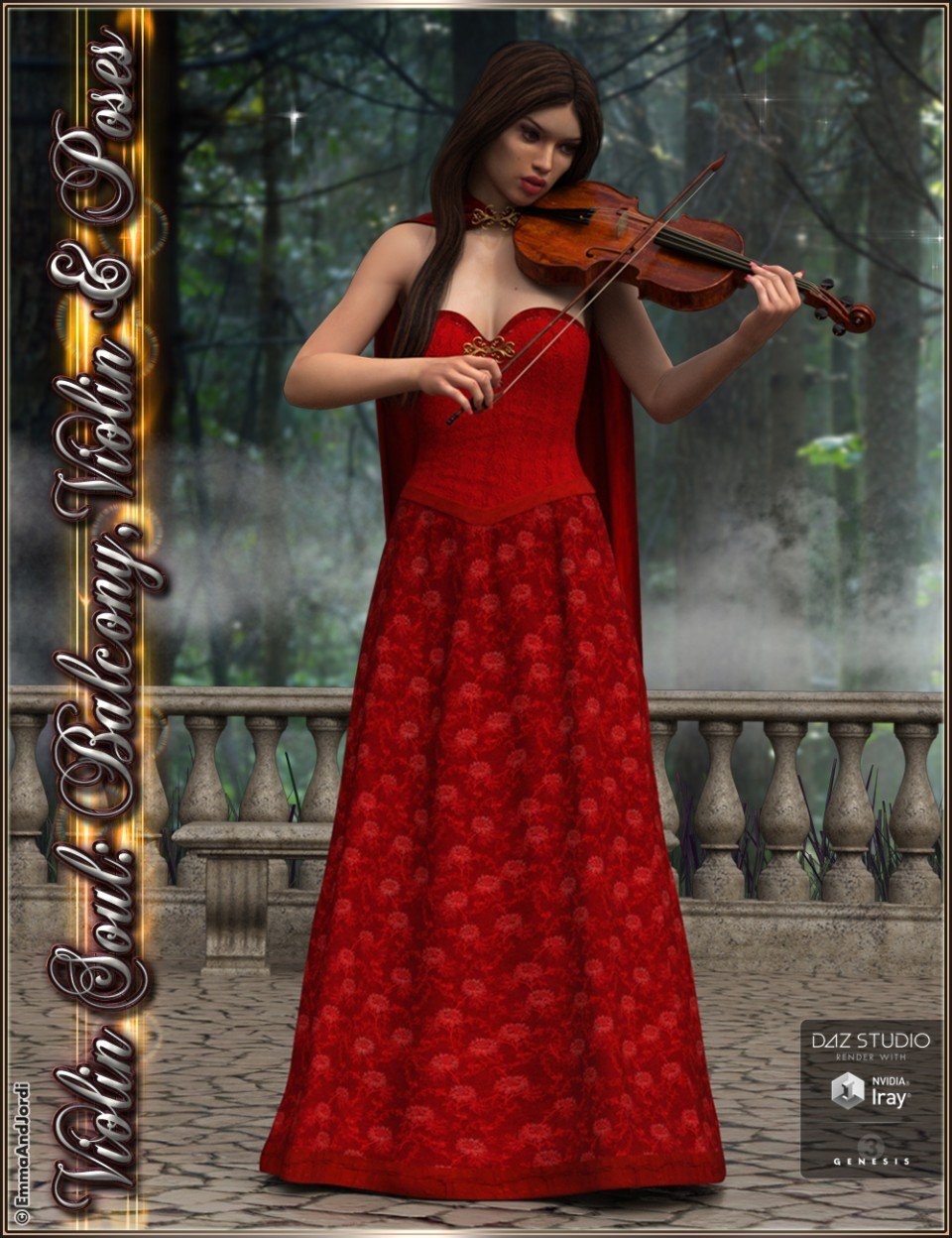 Violin Soul: Balcony, Violin And Poses for Genesis 3 Female(s)_DAZ3D下载站