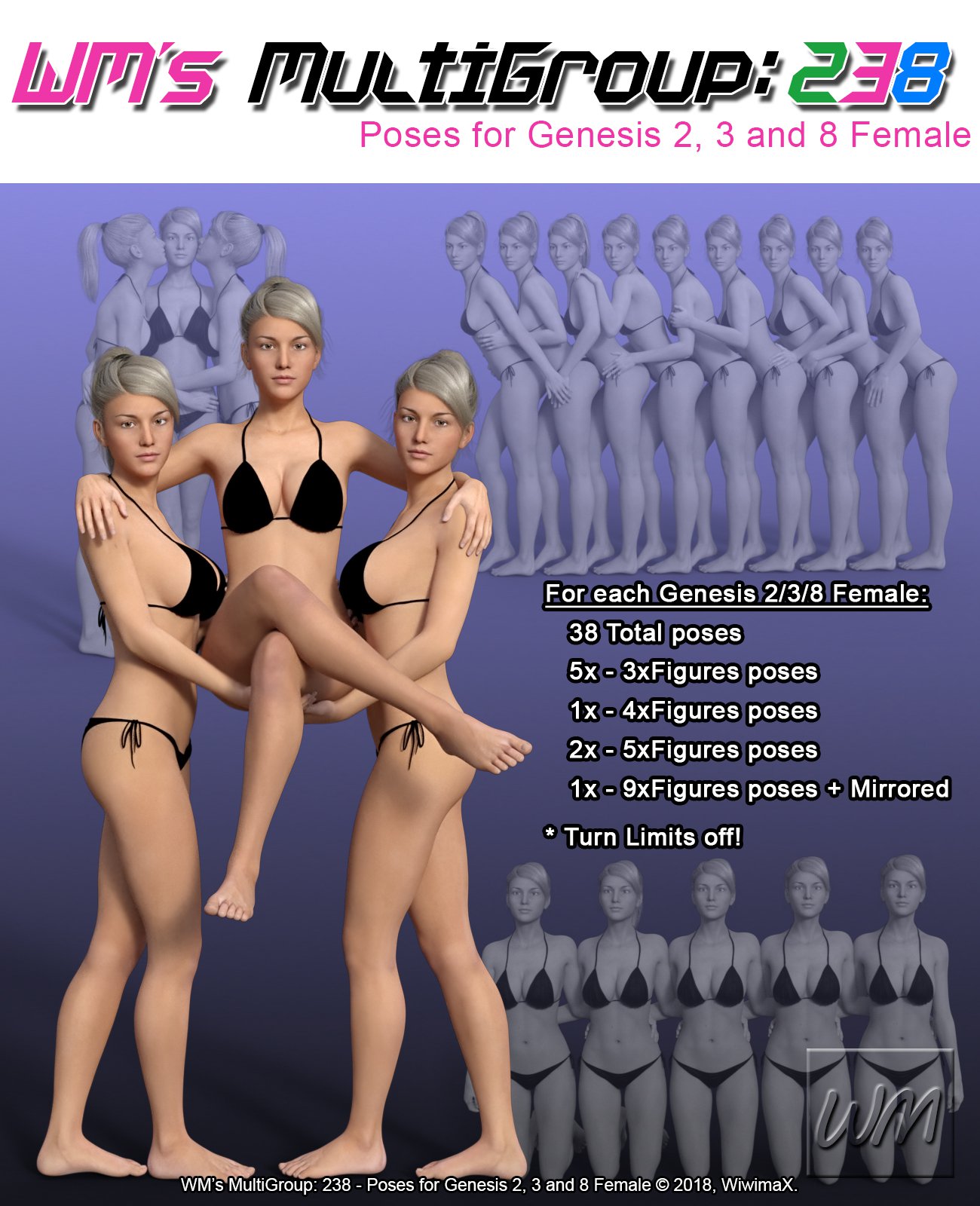 WM’s MultiGroup: 238 – Poses for Genesis 2, 3 and 8 Female_DAZ3DDL