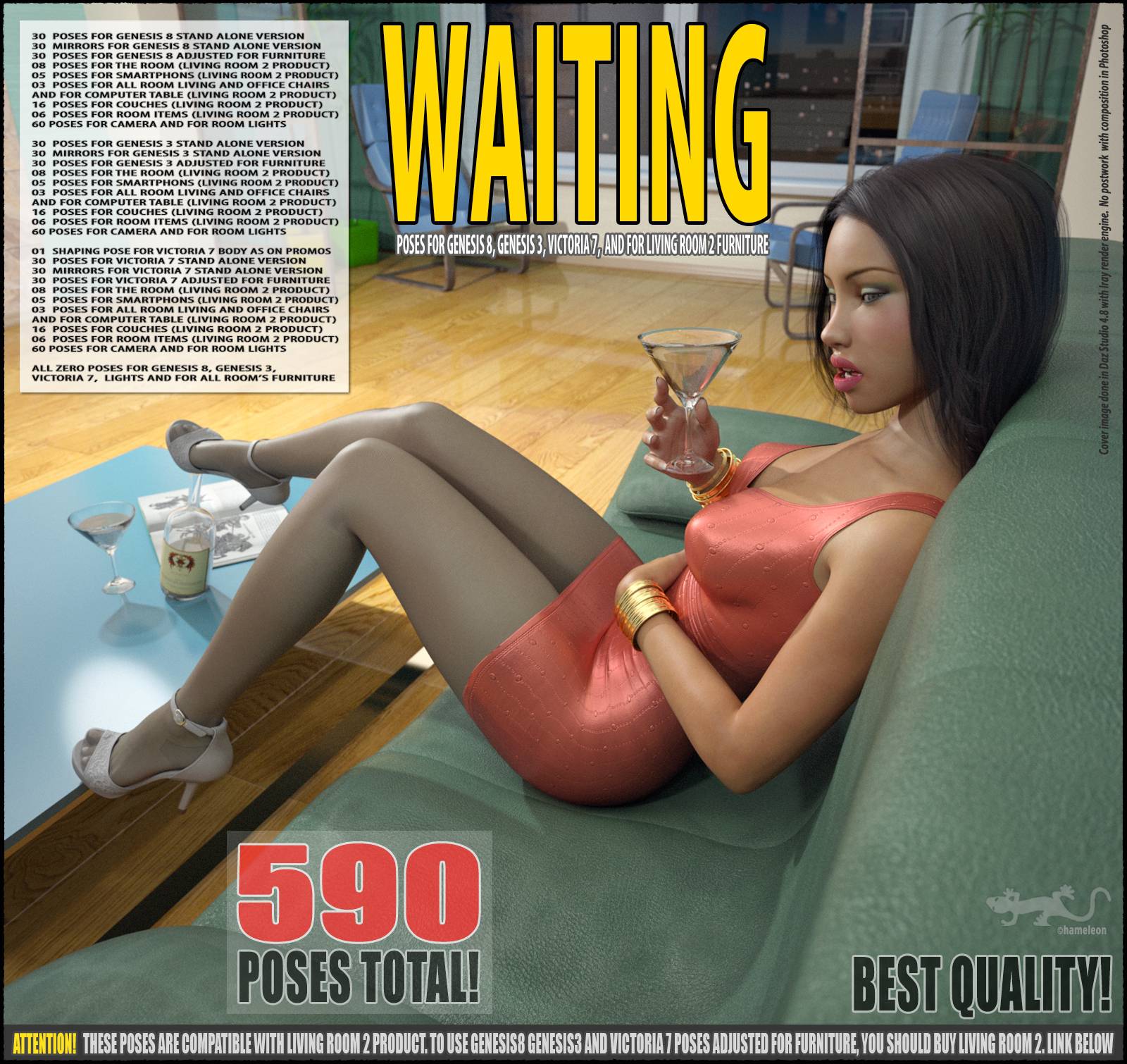 Waiting – Poses for G8, G3 and V7_DAZ3D下载站