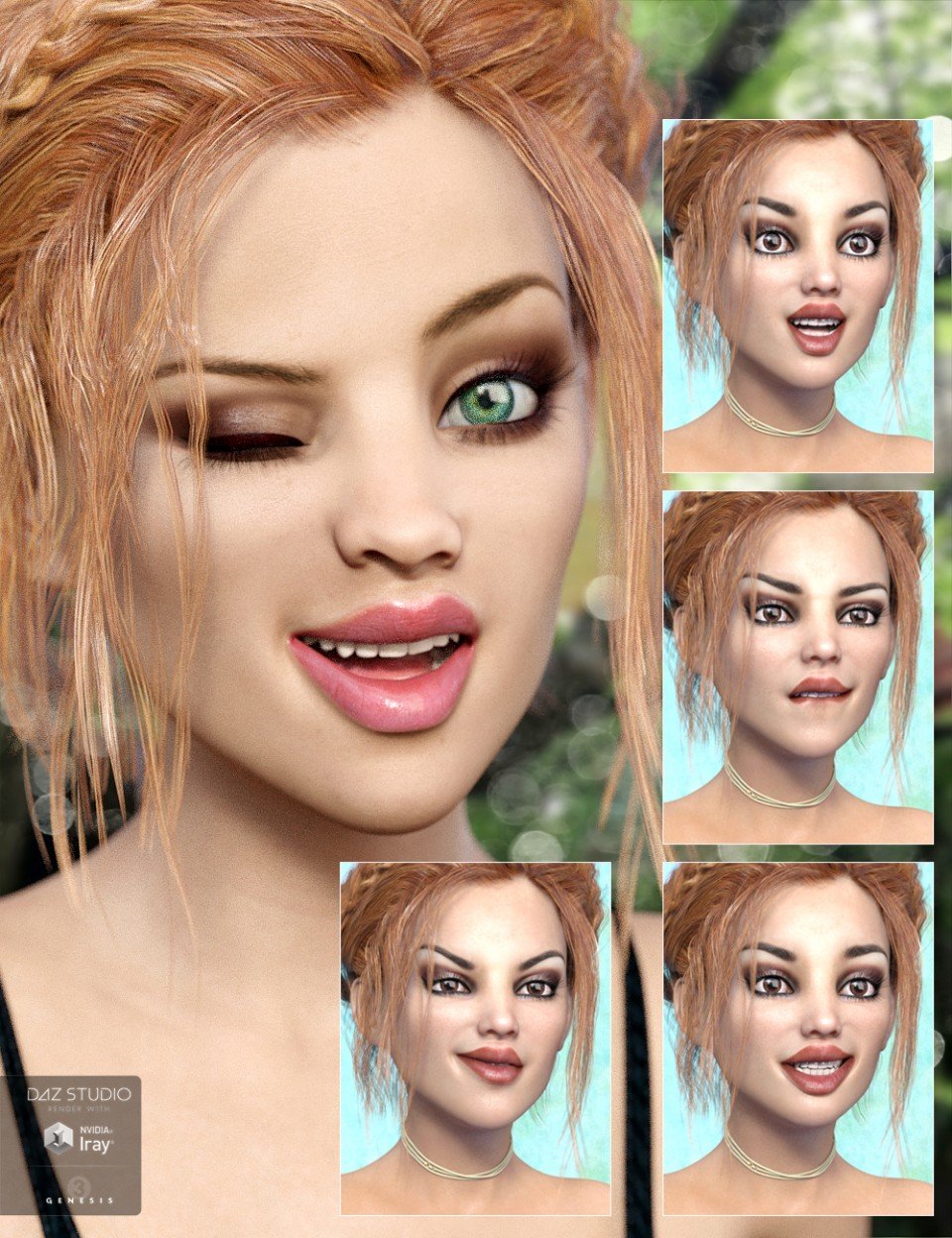 Whispers Expressions for Izabella and Genesis 3 Female(s)_DAZ3D下载站