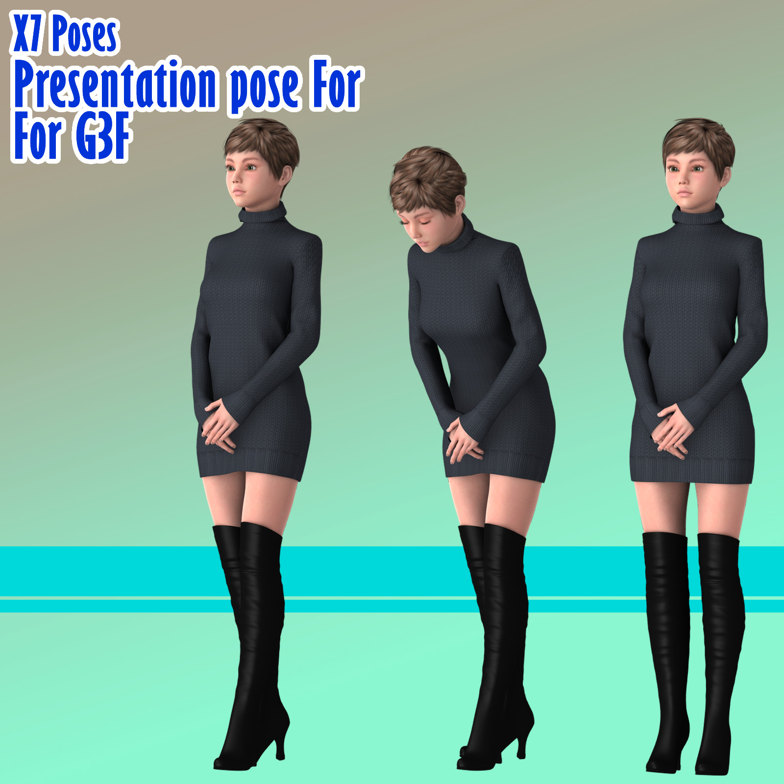 X7 Poses Presentation Pose For G3f Daz3d下载站