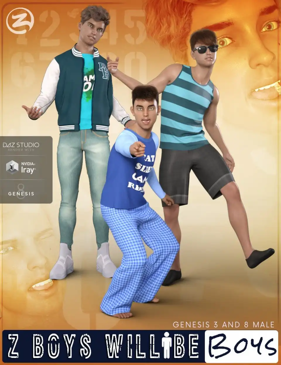 Z Boys Will Be Boys – Poses, Partials and Expressions for Genesis 3 and 8 Male_DAZ3D下载站