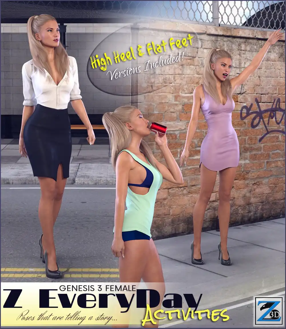 Z Every Day Activities – Poses for the Genesis 3 Females_DAZ3DDL