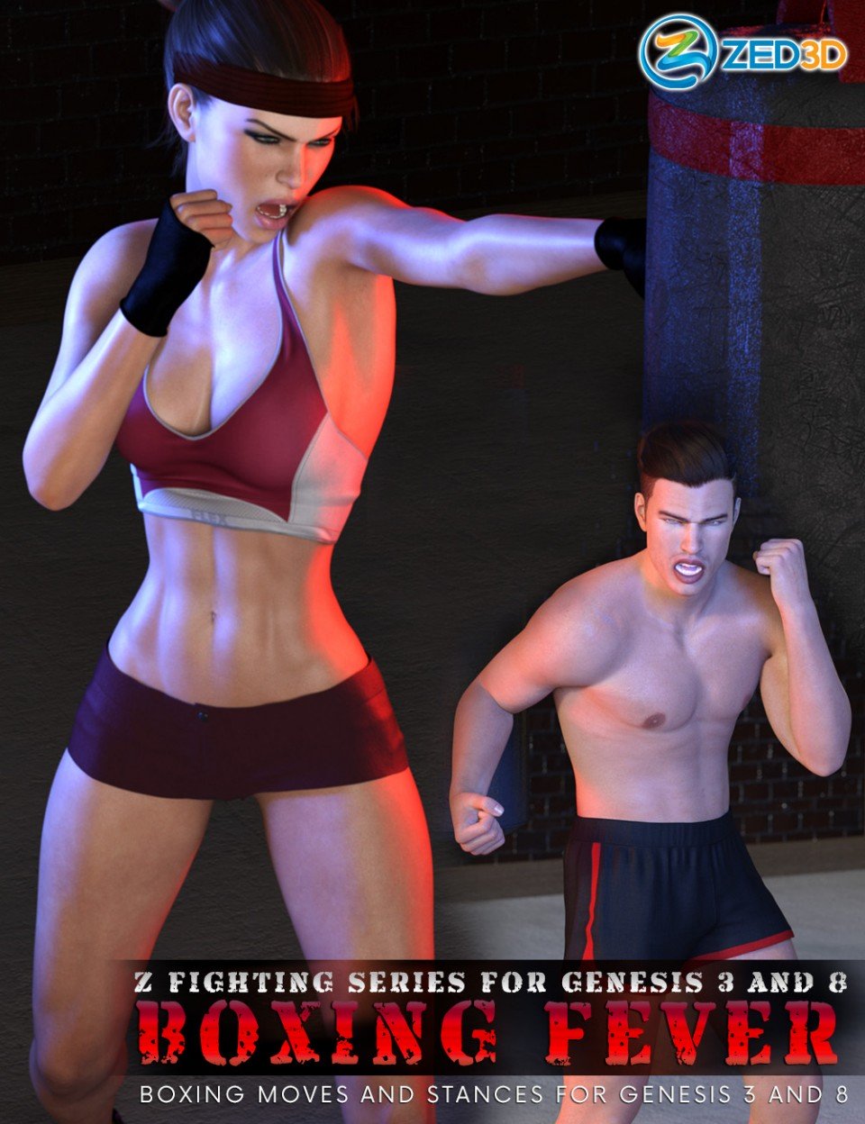 Z Fighting Series: Boxing Fever – Poses and Partials for Genesis 3 and 8_DAZ3DDL