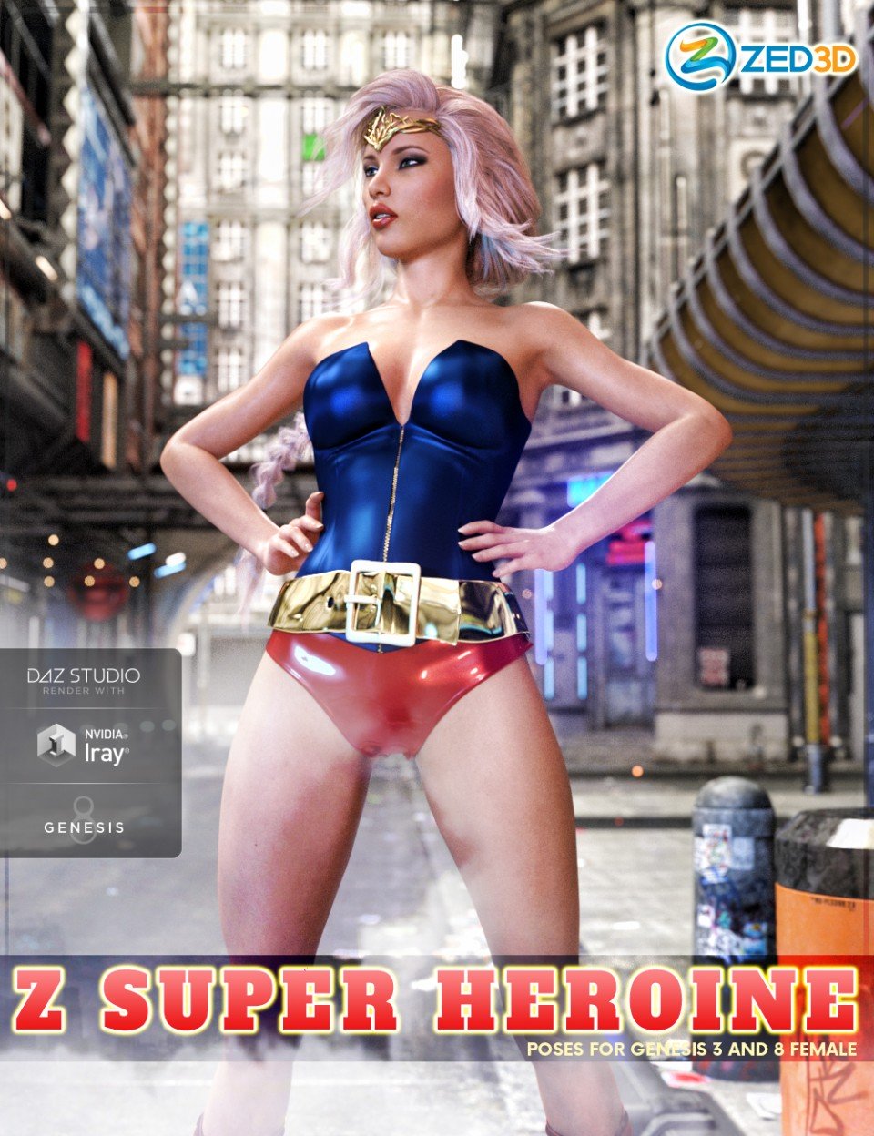 Z Super Heroine – Poses and Partials for Genesis 3 and 8 Female_DAZ3D下载站