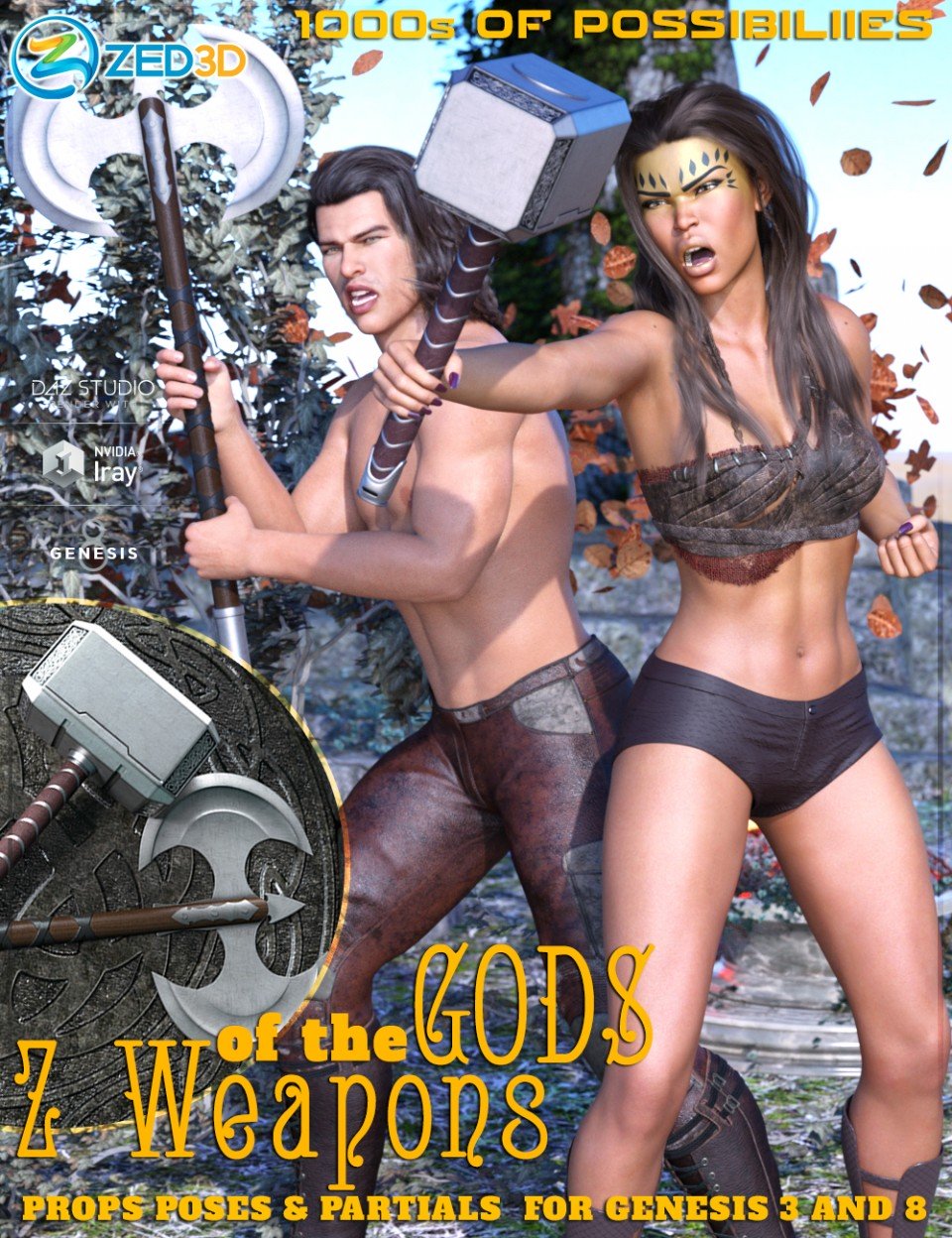 Z Weapons of the Gods and Poses for Genesis 3 and 8_DAZ3D下载站