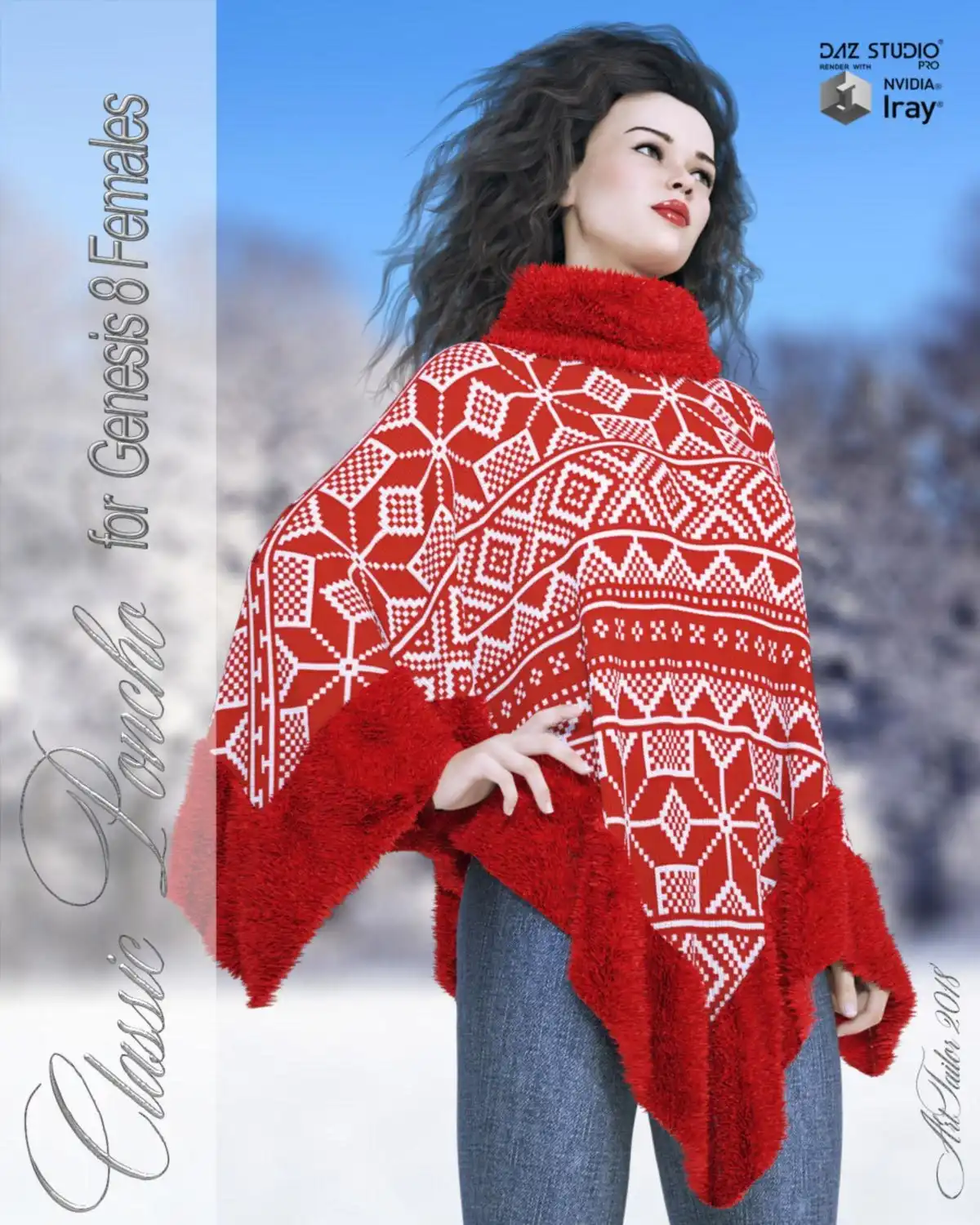 dForce Classic Poncho for Genesis 8 Females_DAZ3D下载站