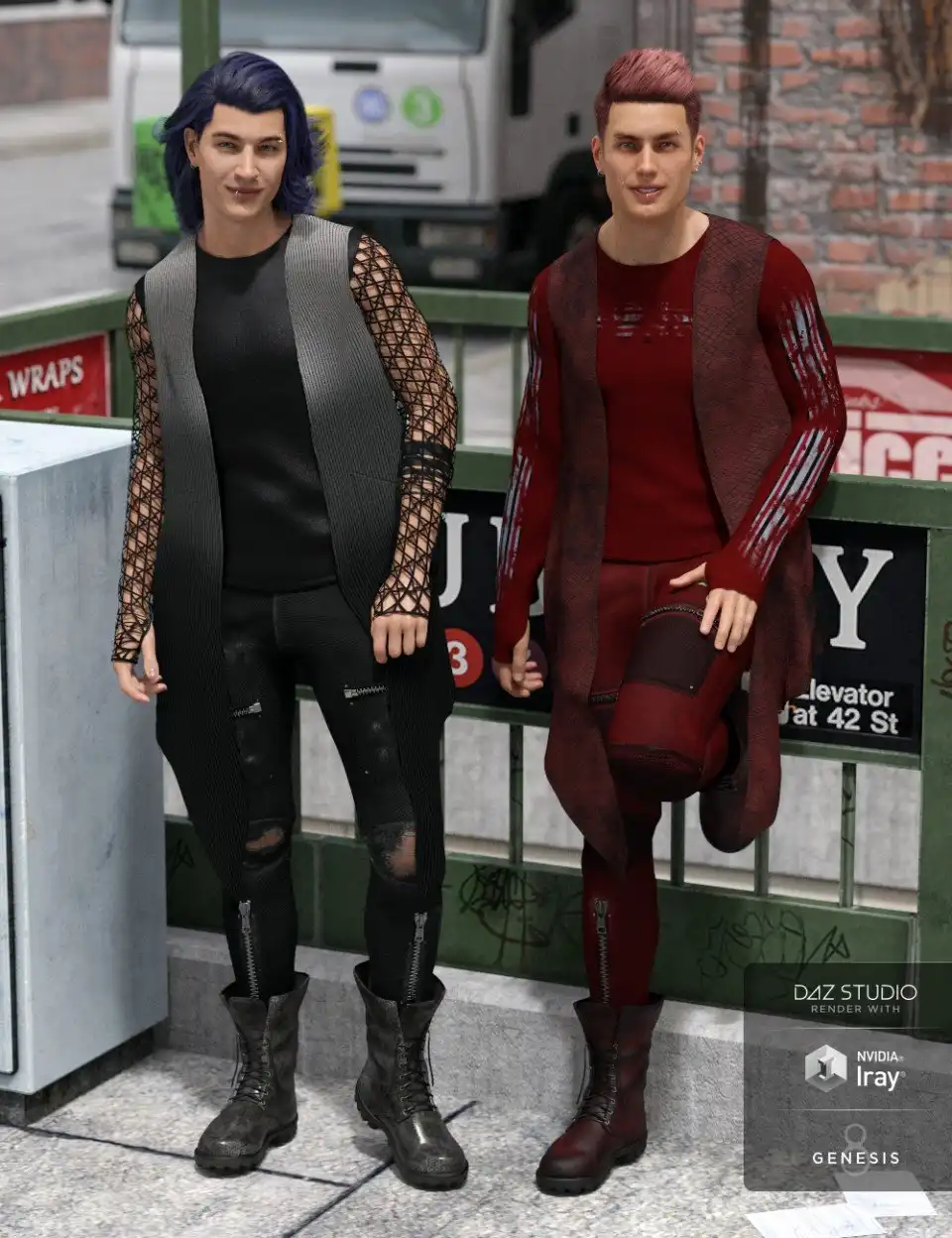dForce Grunge Outfit Textures_DAZ3D下载站