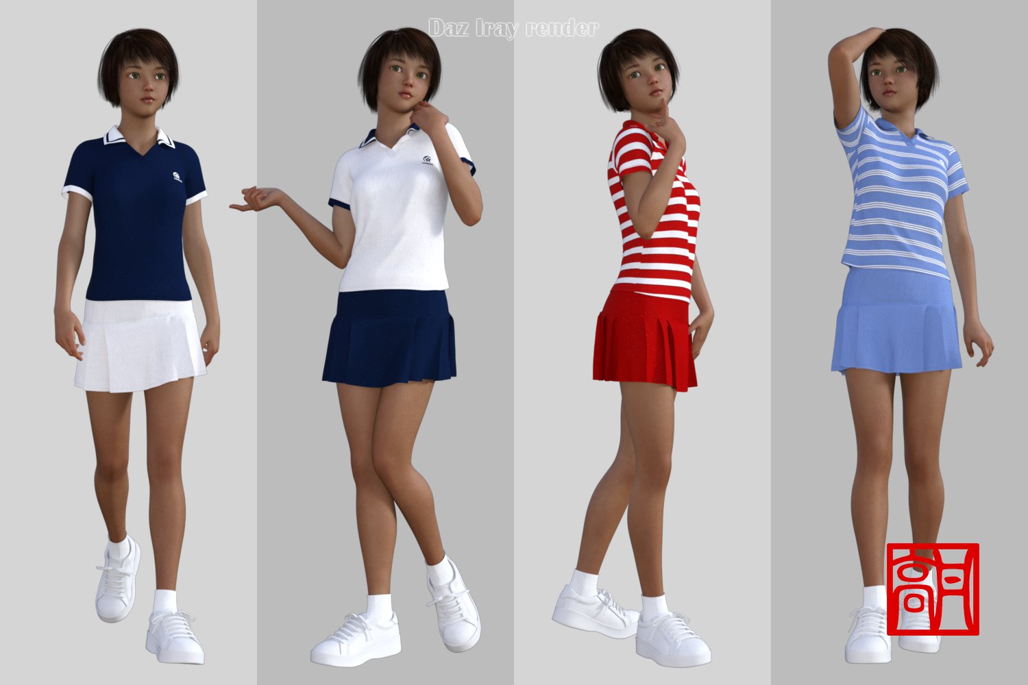 dForce Tennis Outfit for Genesis 8 Female_DAZ3D下载站