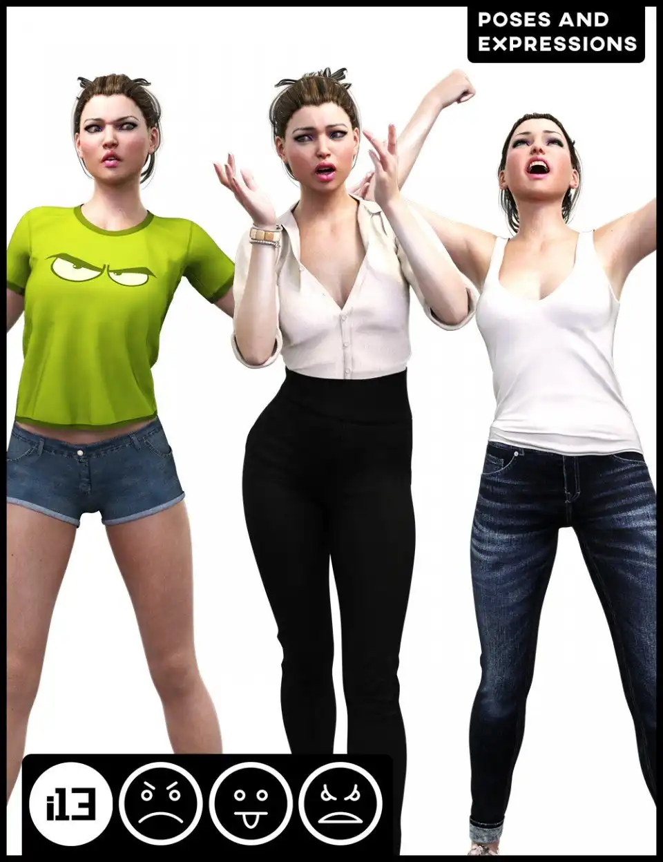 i13 Anger Disgust and Rage Poses and Expressions for Genesis 3 Female(s)_DAZ3D下载站
