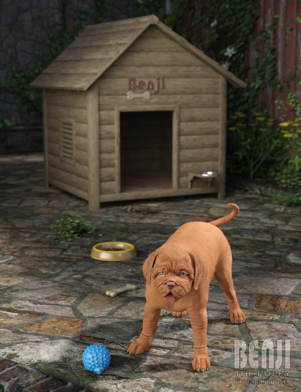 Benji The Puppy Props and Poses_DAZ3DDL