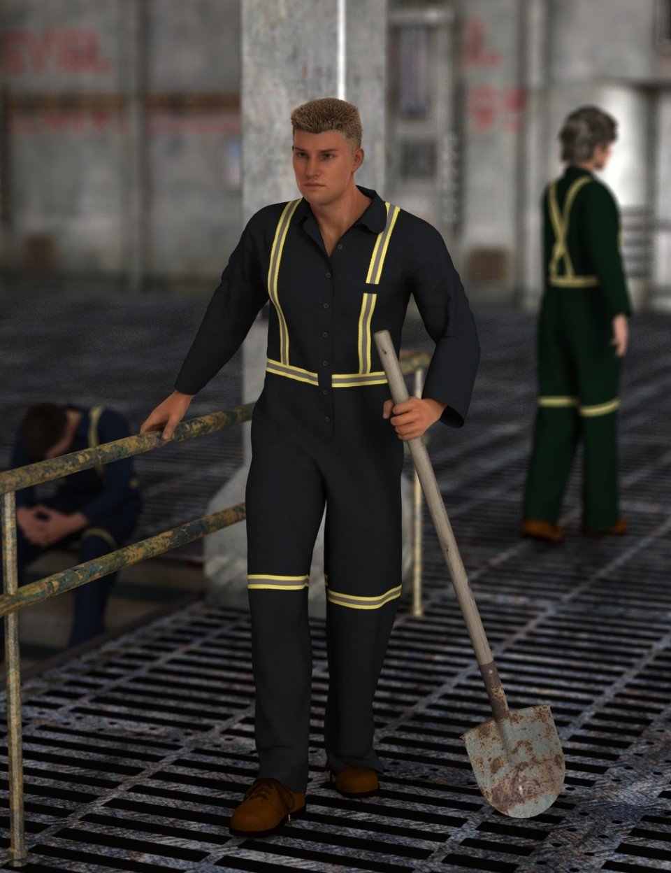 Blue Collar Basics Coveralls for Genesis 2 Males and Females Bundle_DAZ3D下载站