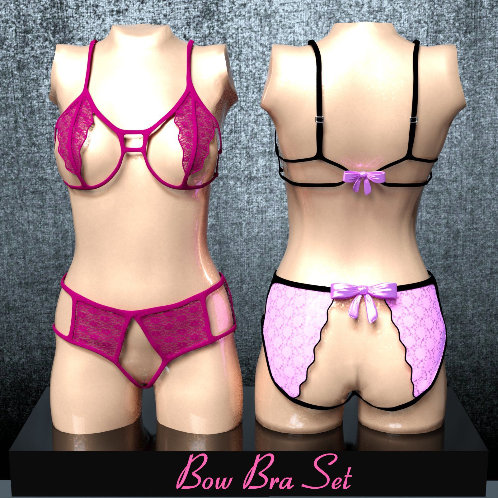 Classic Underwear Bow Bra Set for G3F_DAZ3D下载站