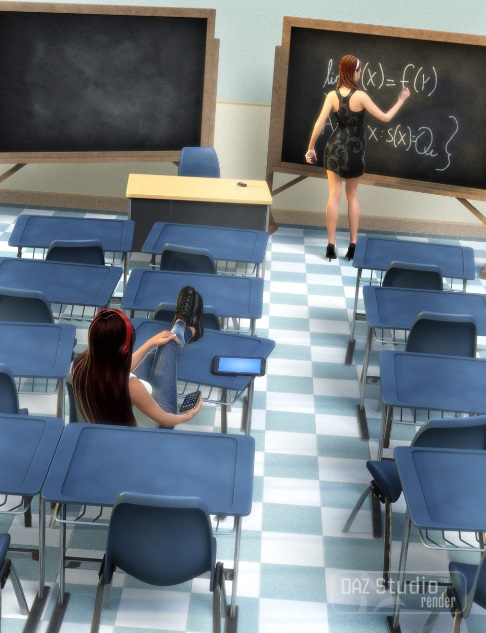 Classroom Furniture_DAZ3D下载站