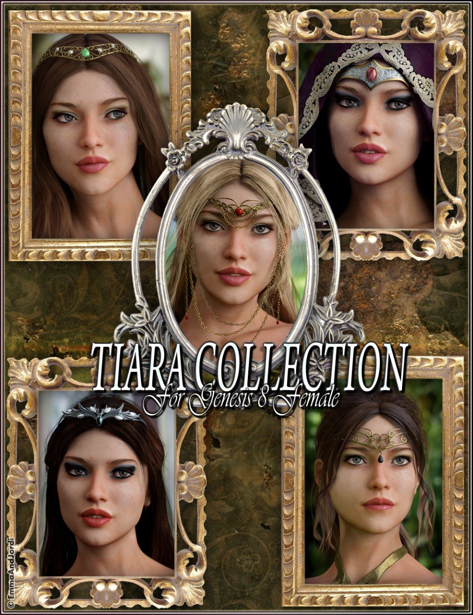 EJ Tiara Collection for Genesis 8 Female(s)_DAZ3D下载站