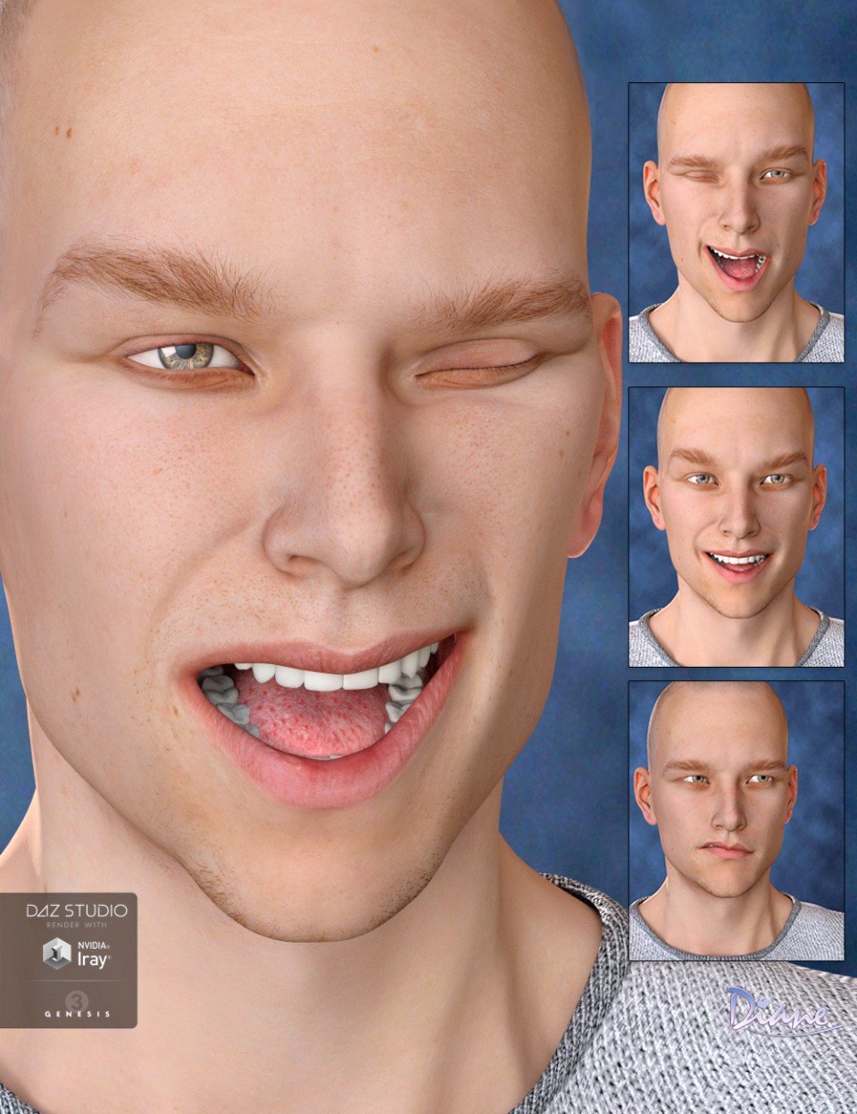 Expression Set for Michael 7 and Genesis 3 Male(s)_DAZ3D下载站
