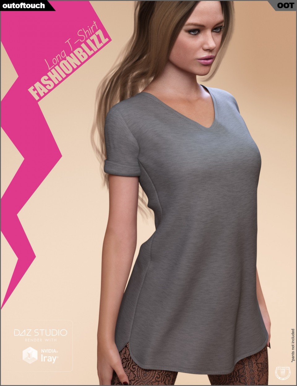 Fashion Blizz – Long T-Shirt for Genesis 3 Female(s)_DAZ3D下载站