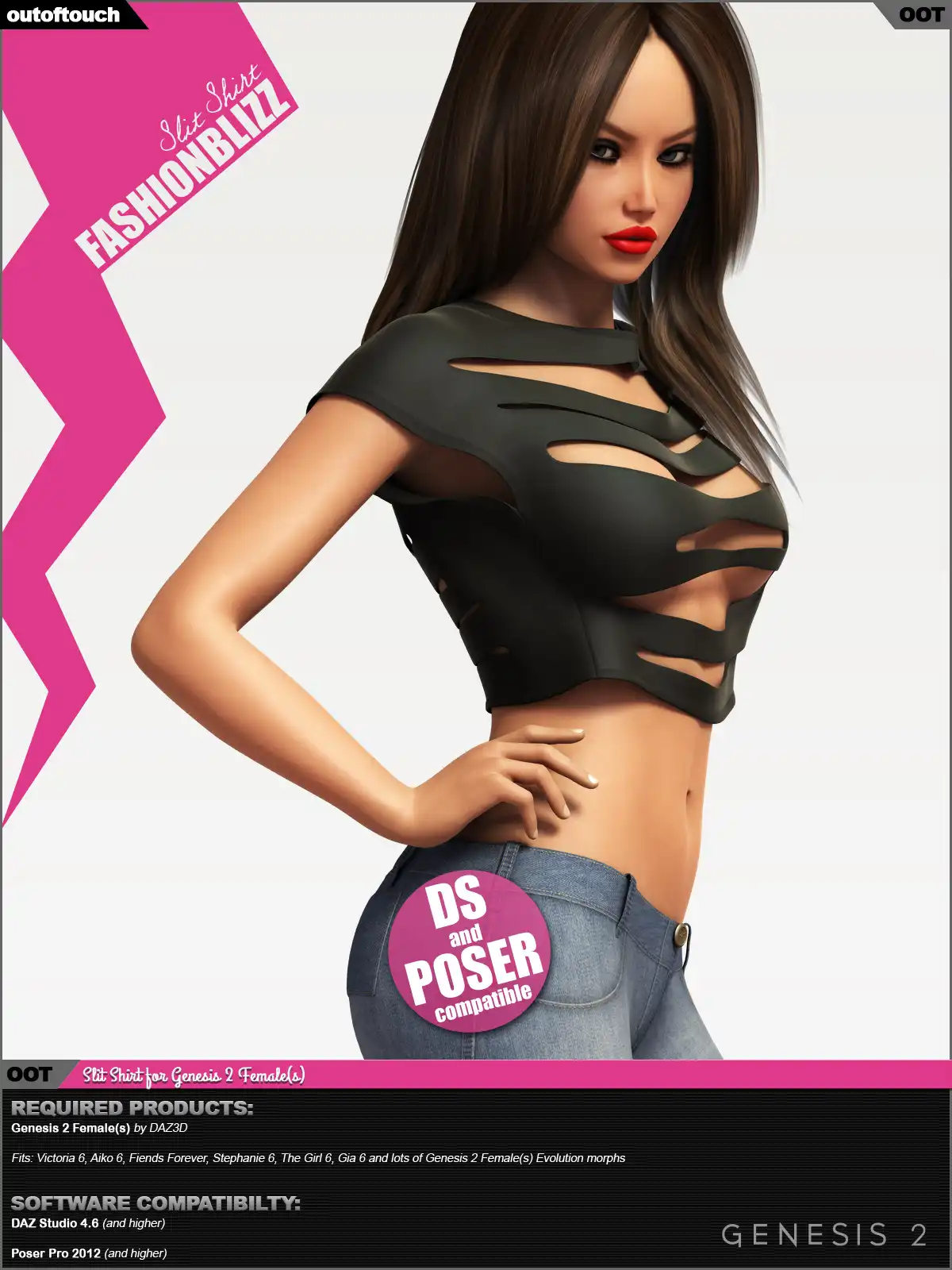 Fashion Blizz – Slit Shirt for Genesis 2 Female(s)_DAZ3DDL