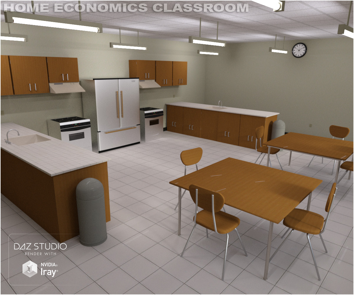 Home Economics Classroom (Poser, DS and Obj)_DAZ3D下载站
