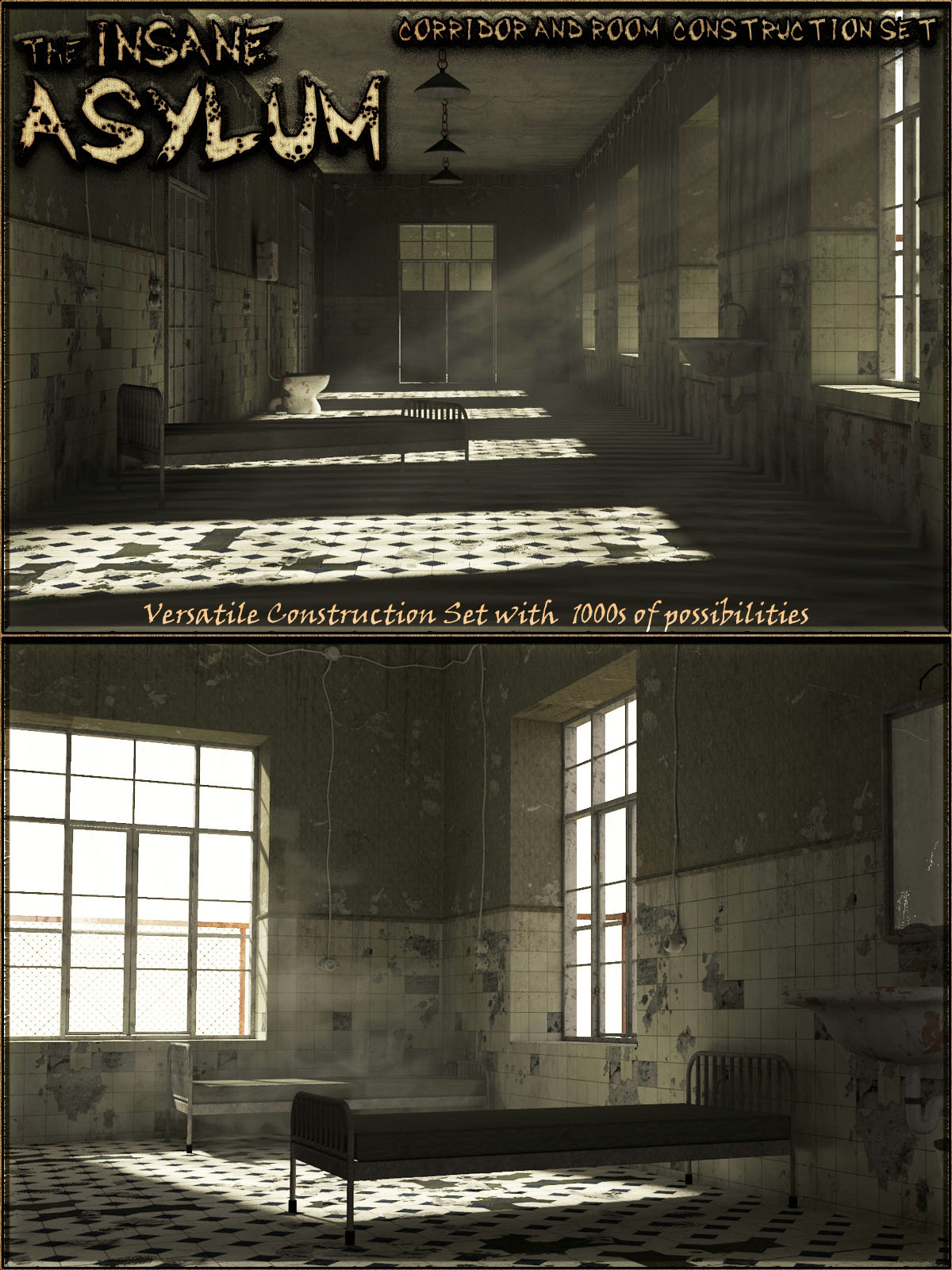 Insane Asylum 1: Corridor/Room Construction Set_DAZ3D下载站
