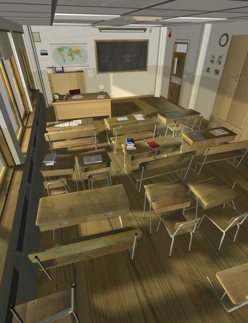 Interiors The Classroom (Old Version)_DAZ3D下载站