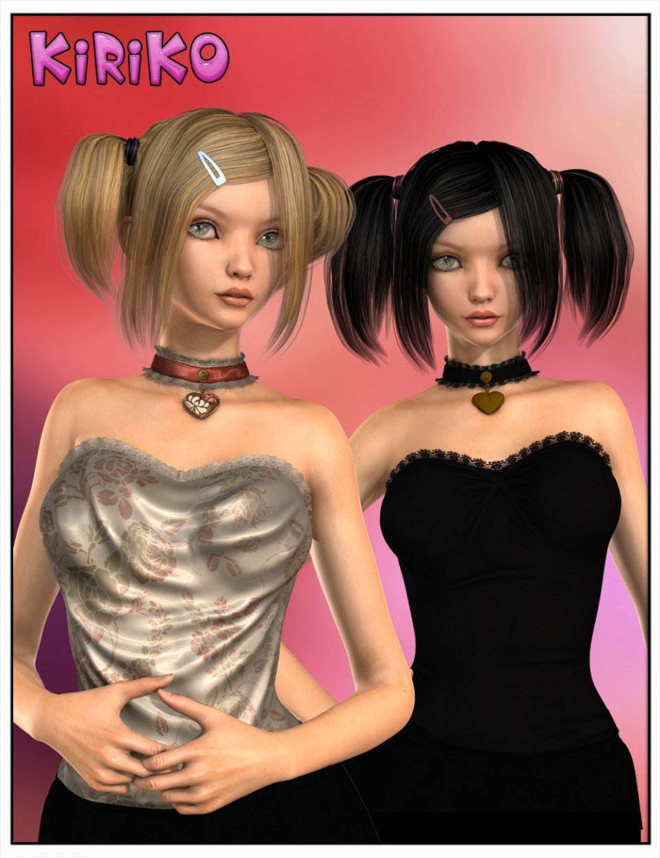 Kiriko Hair for Genesis 2 Female(s) and Victoria 4 + Kiriko Hair Color Add-on_DAZ3D下载站