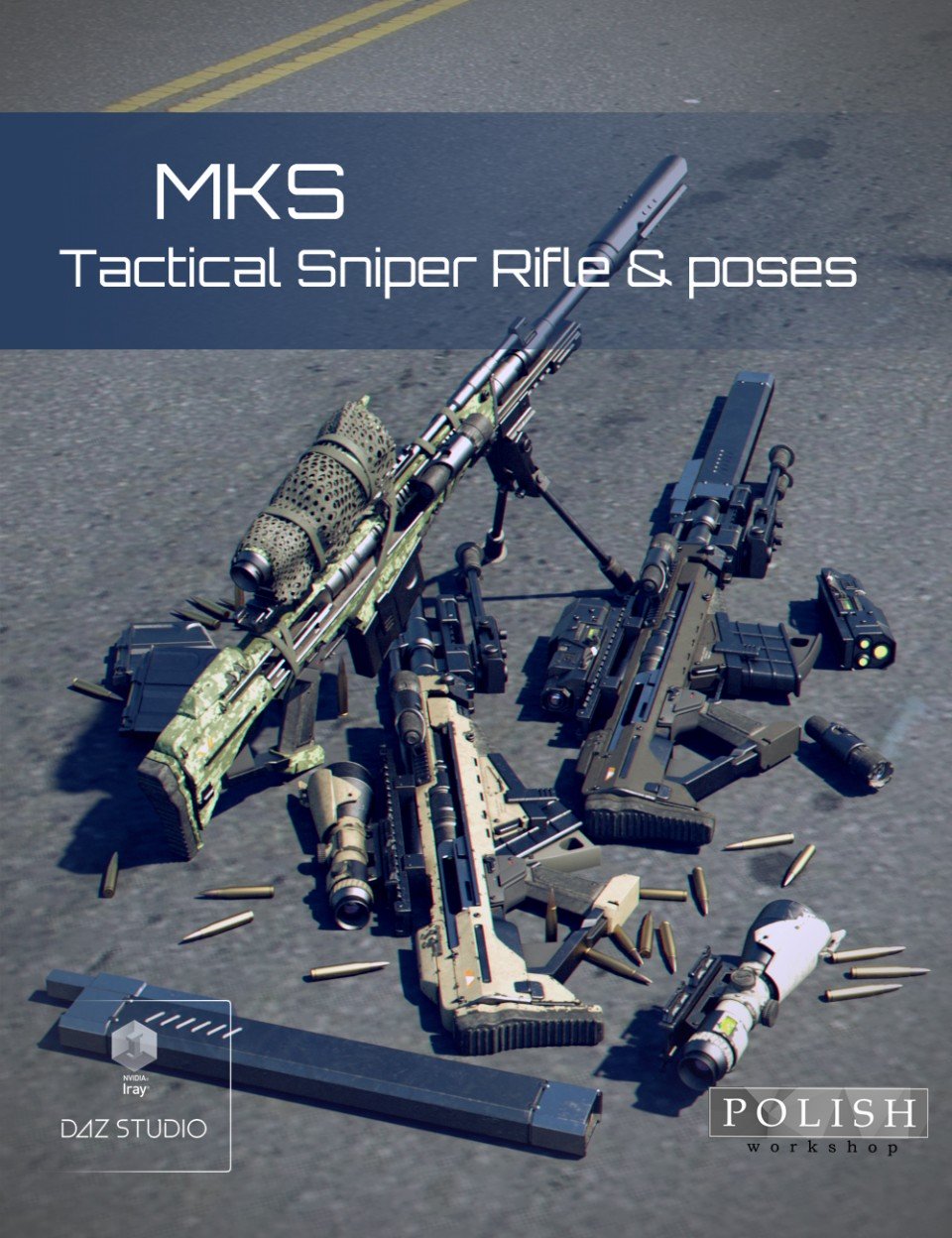 MKS Tactical Sniper Rifle and Poses G3_DAZ3DDL
