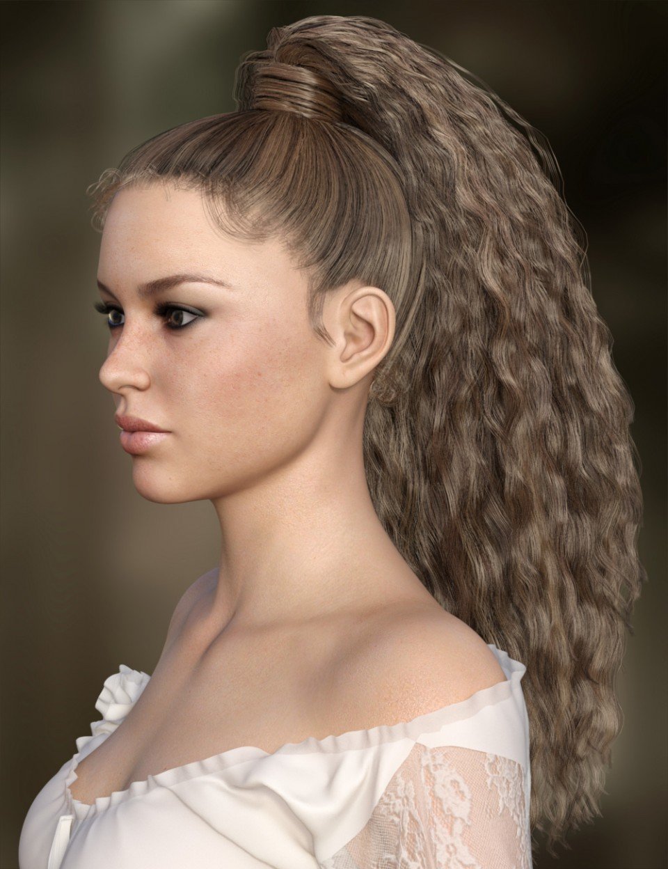 MRL Curly Ponytail for Genesis 8 Female with Color Mixing_DAZ3D下载站
