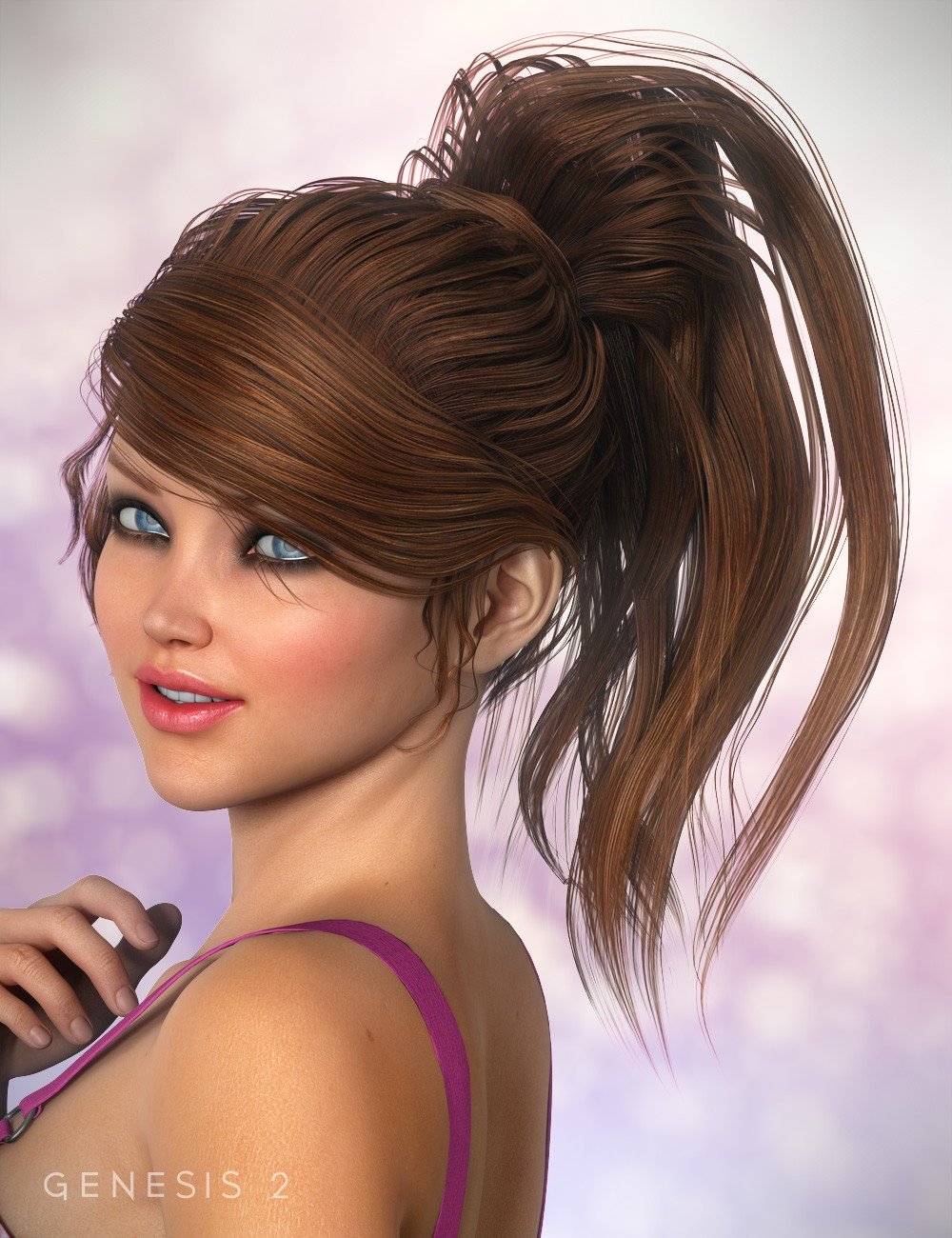 NJA Ponytail Hair for Genesis 2 Female(s) & Victoria 4 + Colors_DAZ3D下载站