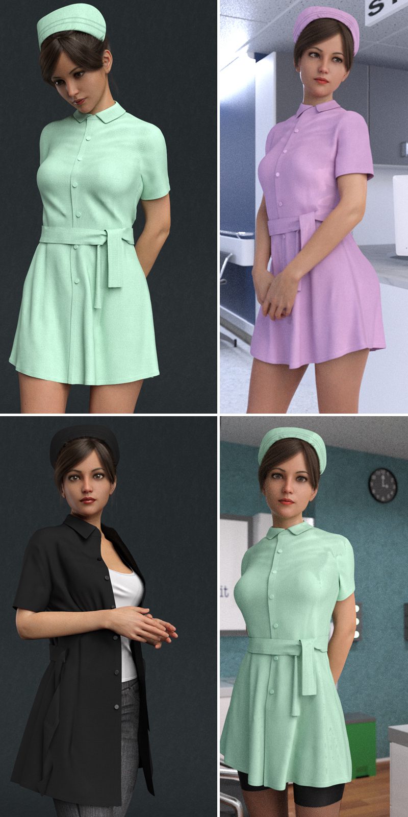 dForce Nurse Clothing and Poses for G8F_DAZ3D下载站