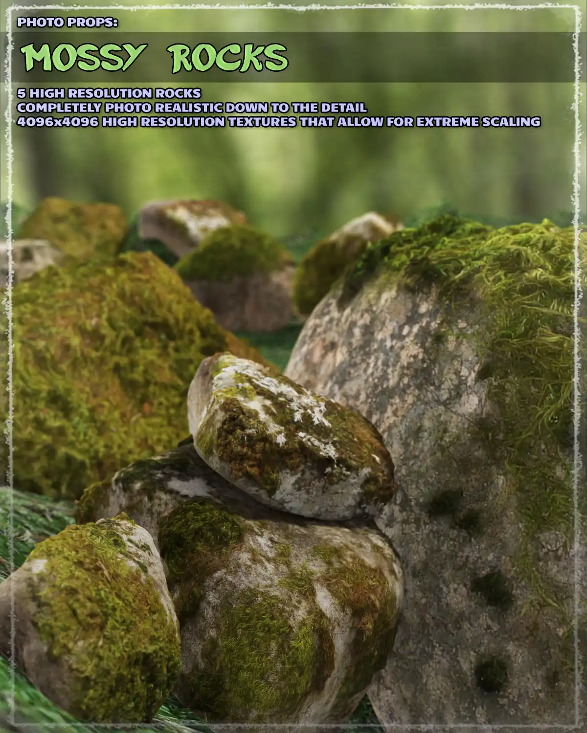 Photo Props: Mossy Rocks_DAZ3D下载站
