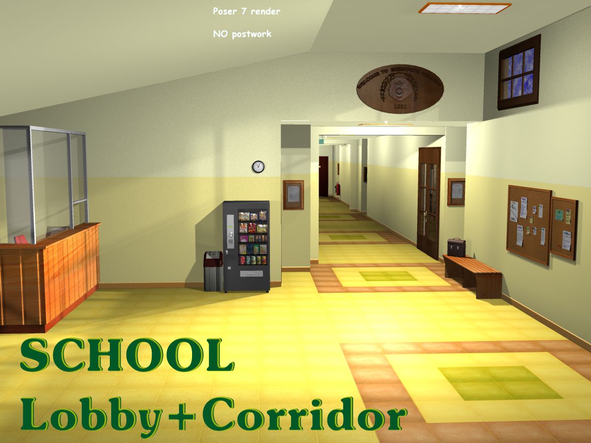 SCHOOL Lobby + Corridor_DAZ3D下载站