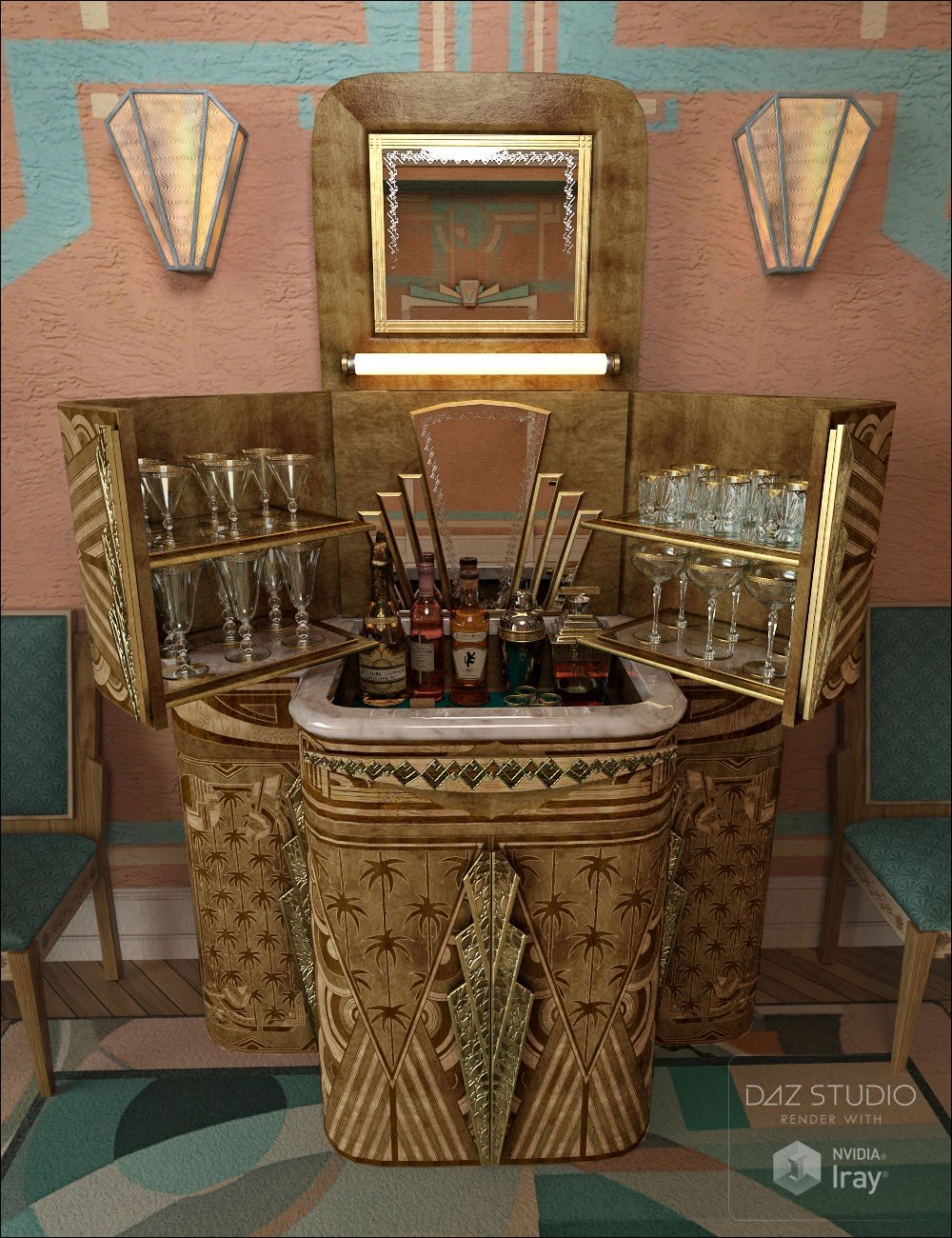 South Beach Deco Bar Cabinet_DAZ3DDL