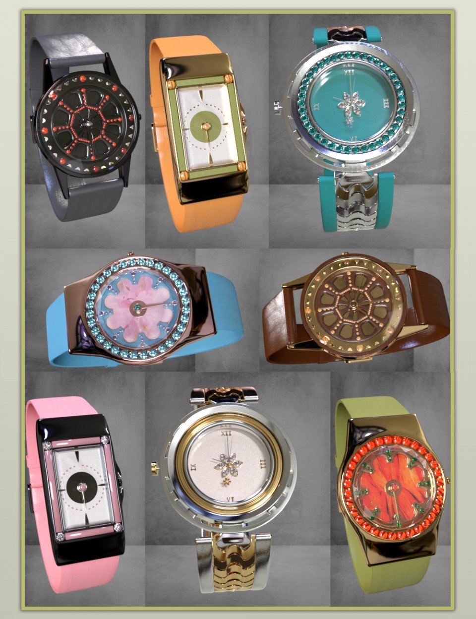Stylish Watches for Genesis 8 Female(s)_DAZ3DDL