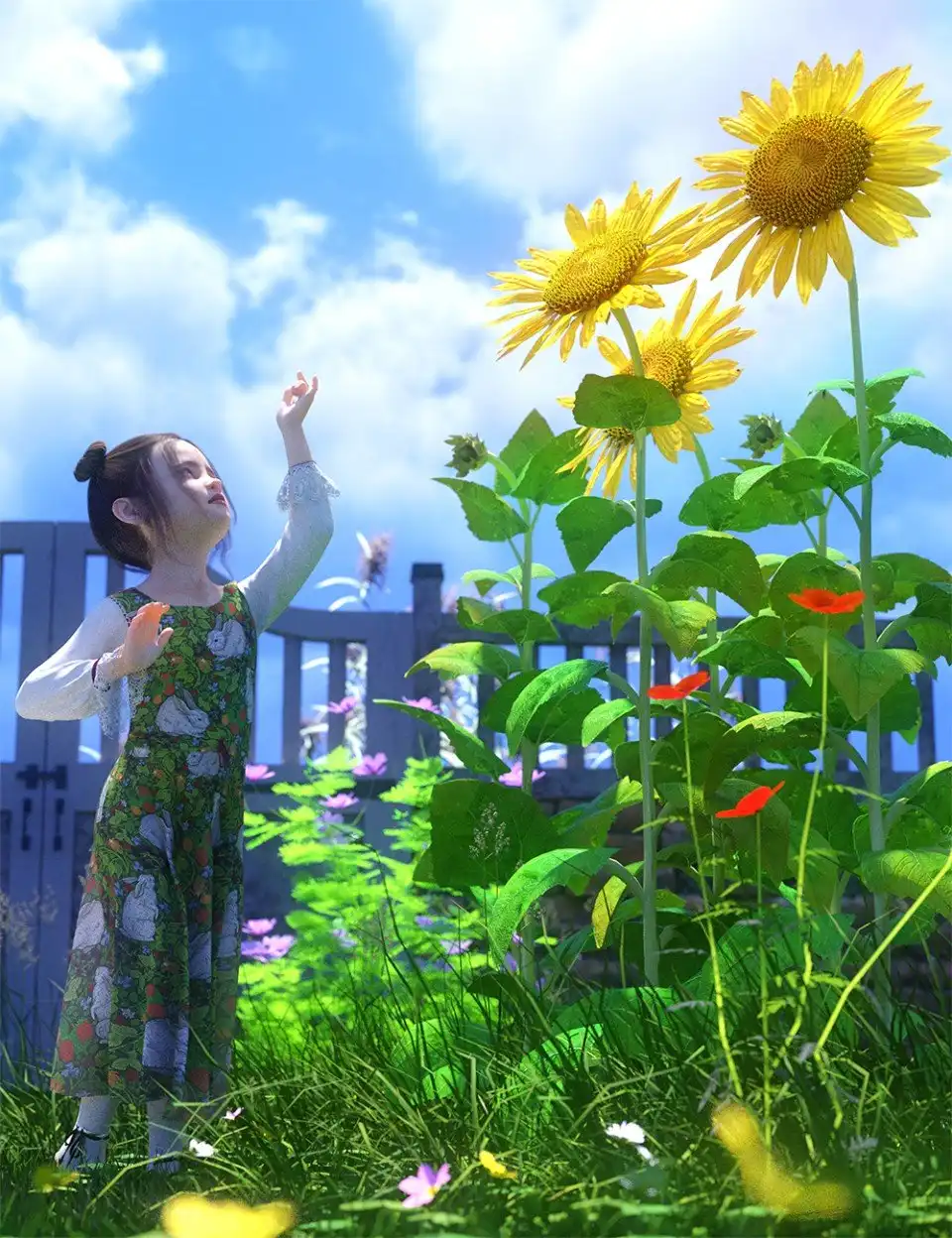 Sunflower Plants for Daz Studio and Iray_DAZ3D下载站
