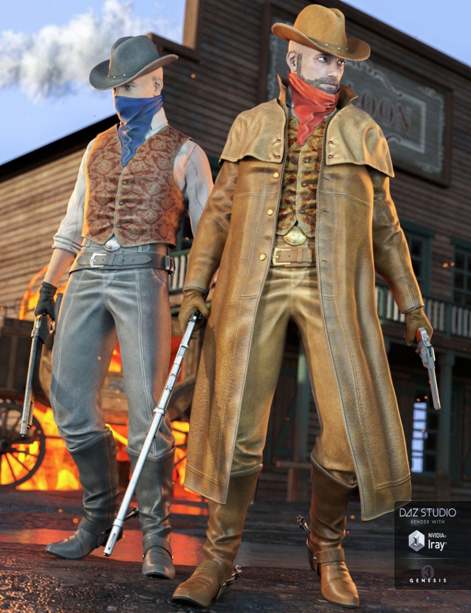 Western Outlaw 2.0 for Genesis 3 Male(s)_DAZ3D下载站