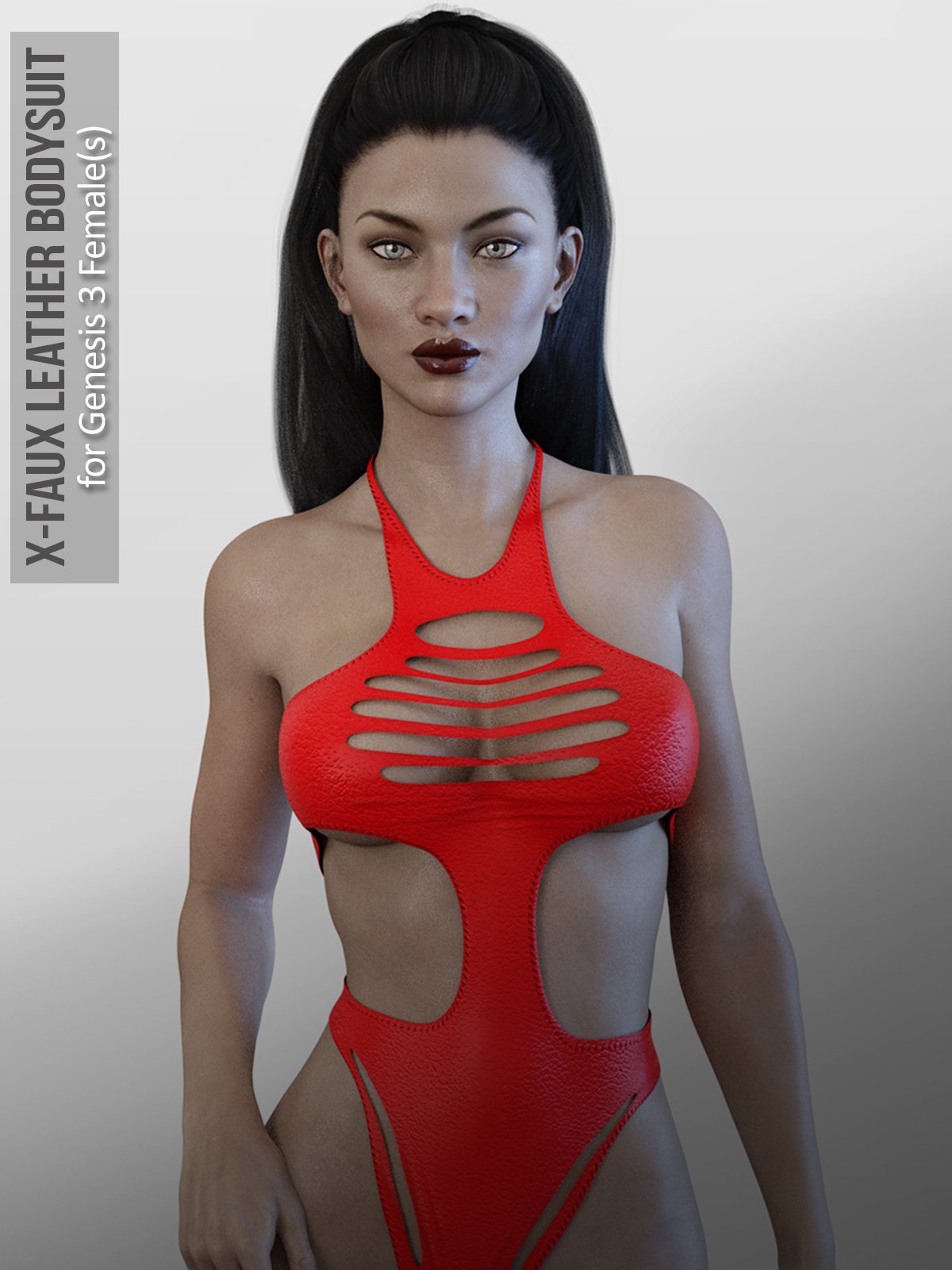 X-Faux Leather Bodysuit for Genesis 3 Female(s)_DAZ3D下载站