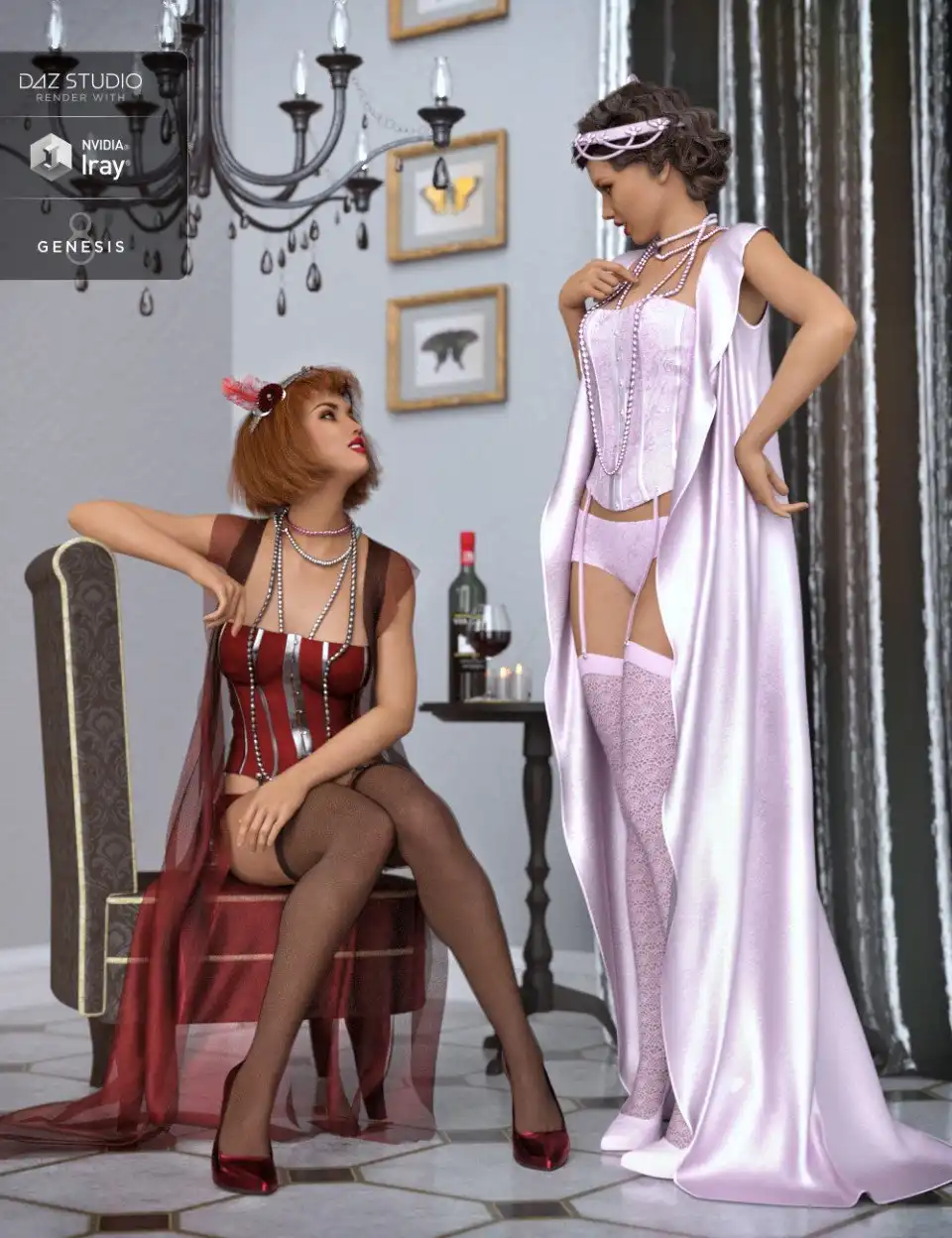 dForce 1920s Boudoir Textures_DAZ3D下载站