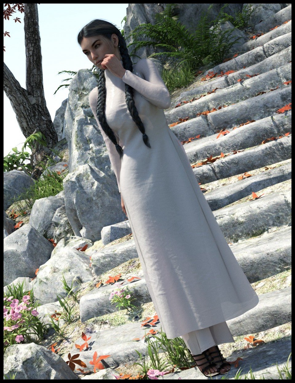 dForce Ao Dai Outfit for Genesis 8 Female(s)_DAZ3D下载站