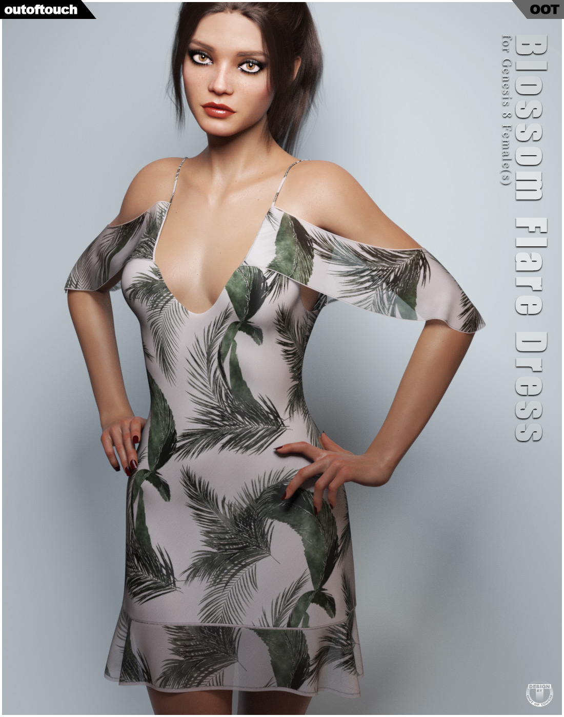 dForce Blossom Flare Dress for Genesis 8 Female_DAZ3D下载站