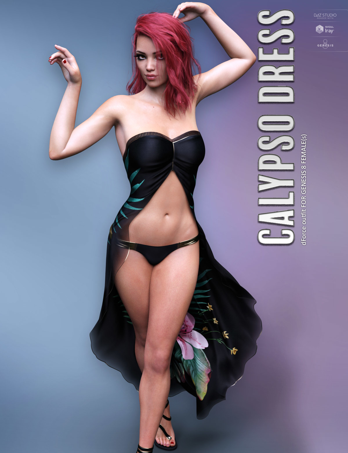 dForce Calypso Dress for Genesis 8 Females_DAZ3D下载站
