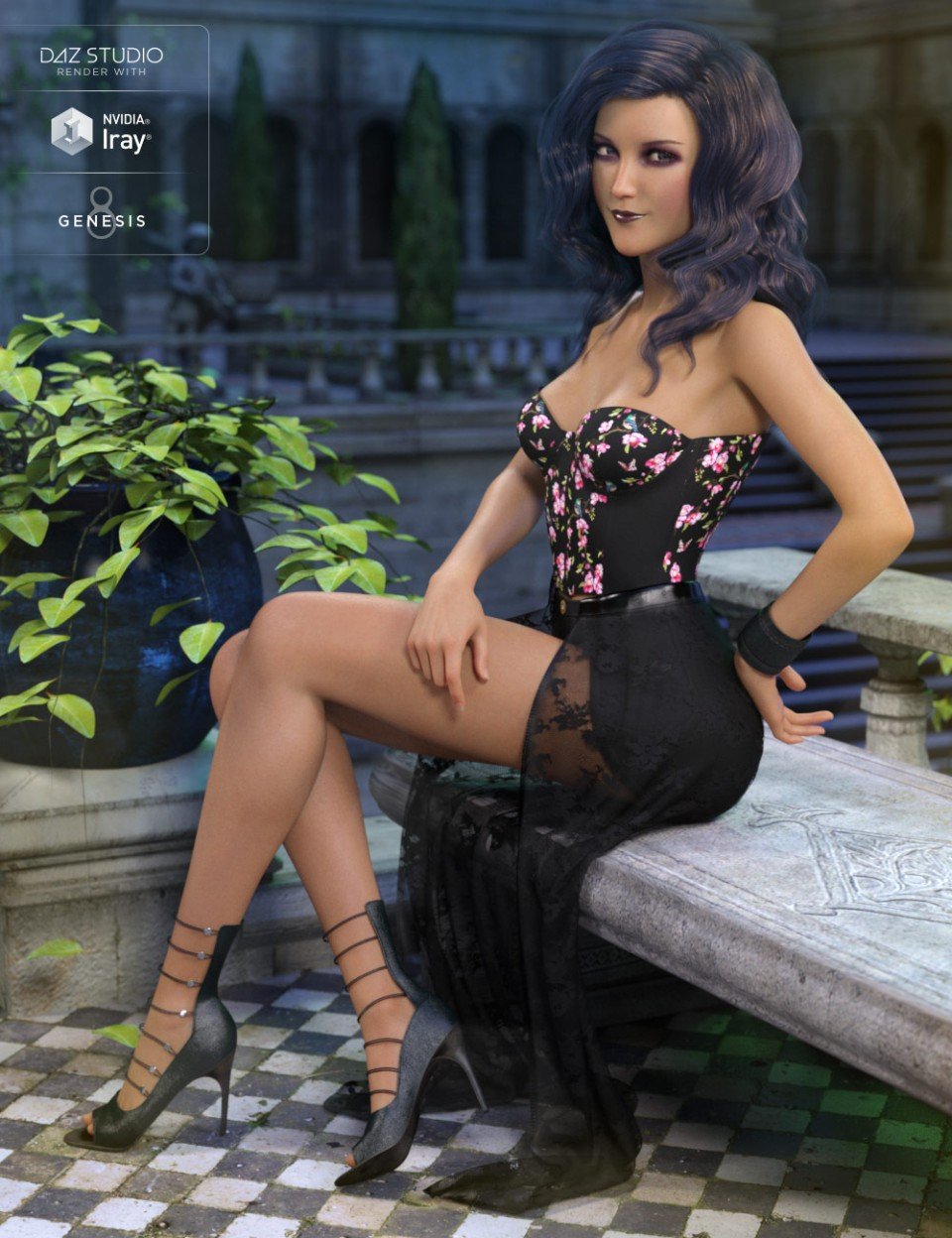 dForce Corset Skirt Outfit for Genesis 8 Female(s)_DAZ3D下载站
