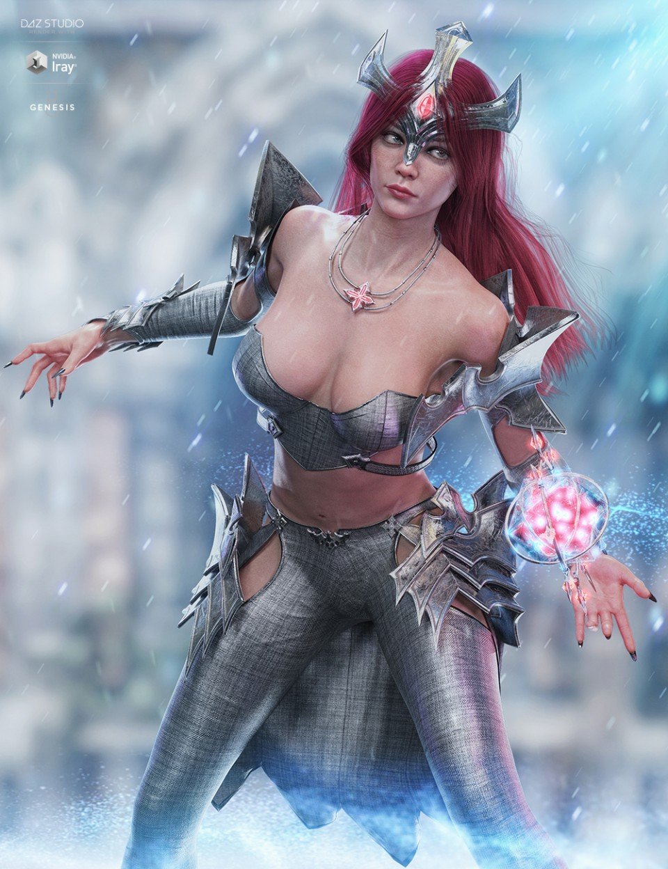 dForce Knight Priestess Outfit and Weapons for Genesis 8 Female(s)_DAZ3DDL